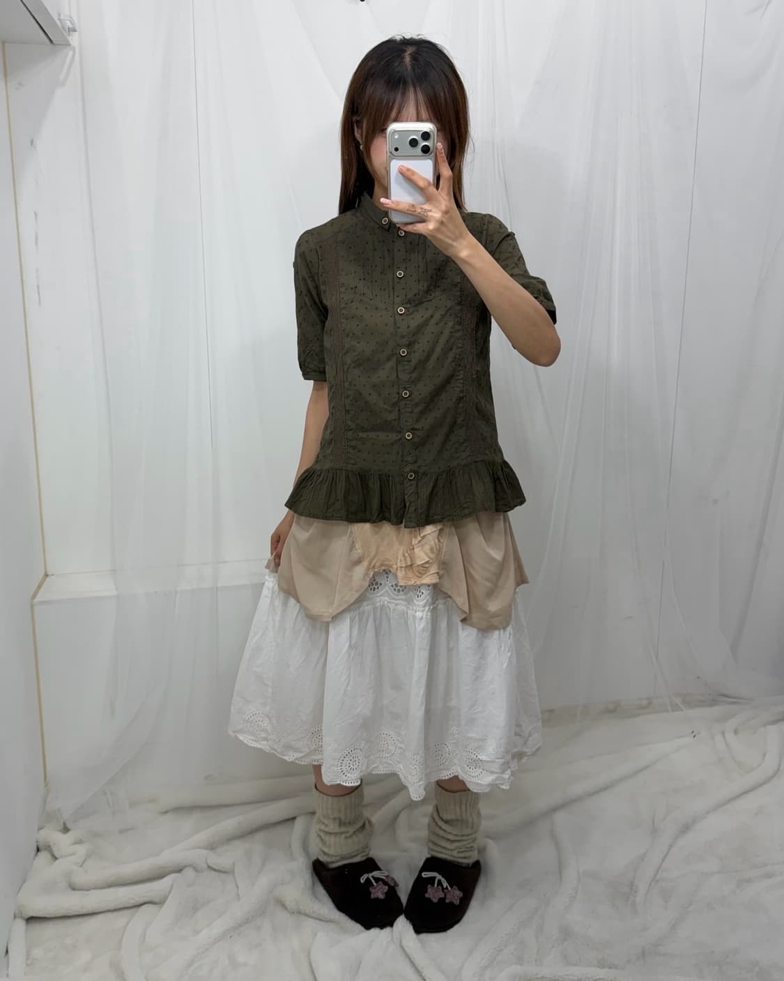 ˚꩜｡카키 베이지 레이어드 소녀 ˚꩜｡ 상품이미지2