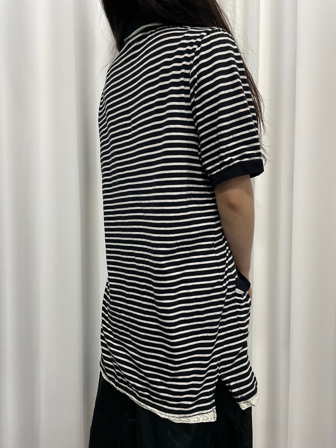 stripe lace pk top 상품이미지5