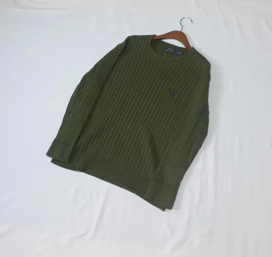 폴로 그린 케이블 라운드 니트 상품이미지1