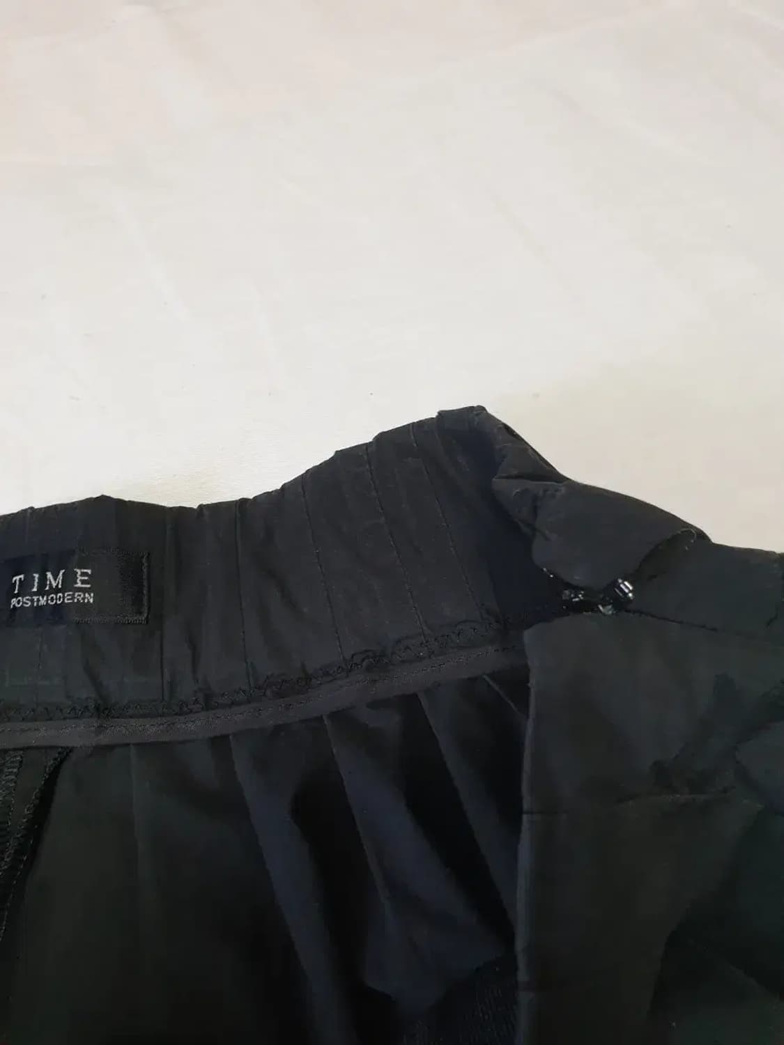 타임 블랙 나일론 밴딩 와이드 팬츠 상품이미지2