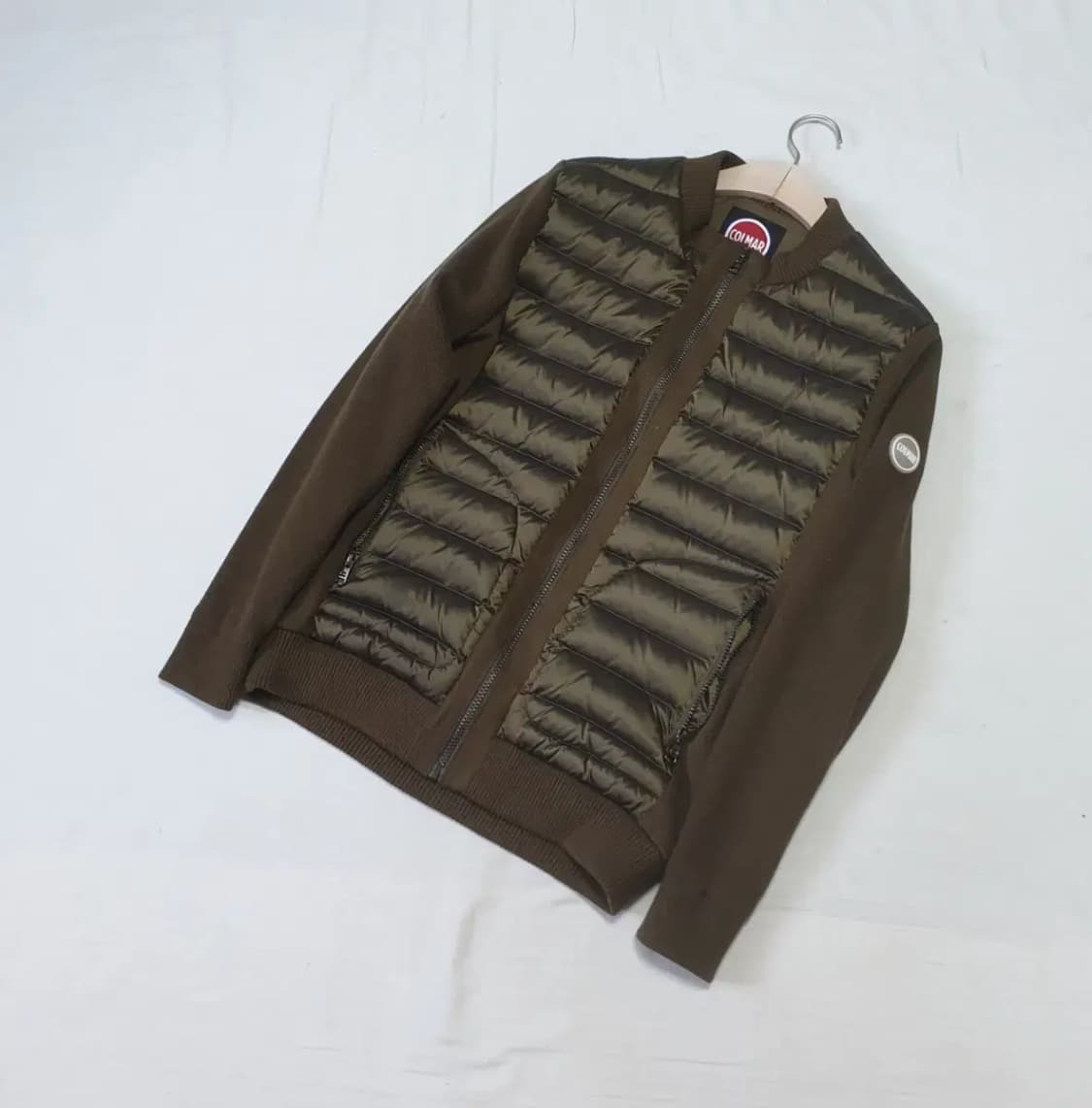 콜마 카키 구스다운 니트 패딩 상품이미지1
