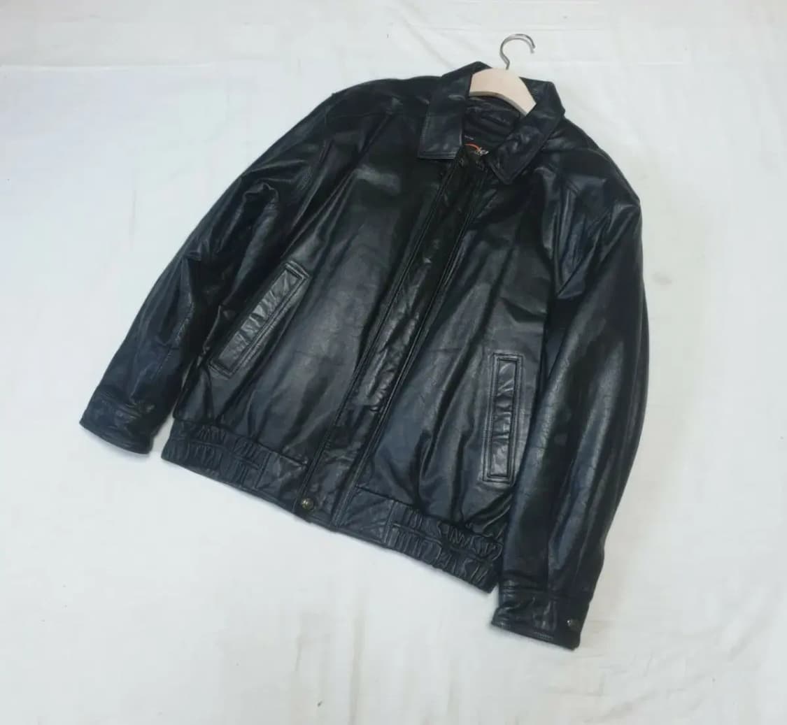 블랙 소가죽 봄버 다운 자켓 상품이미지1