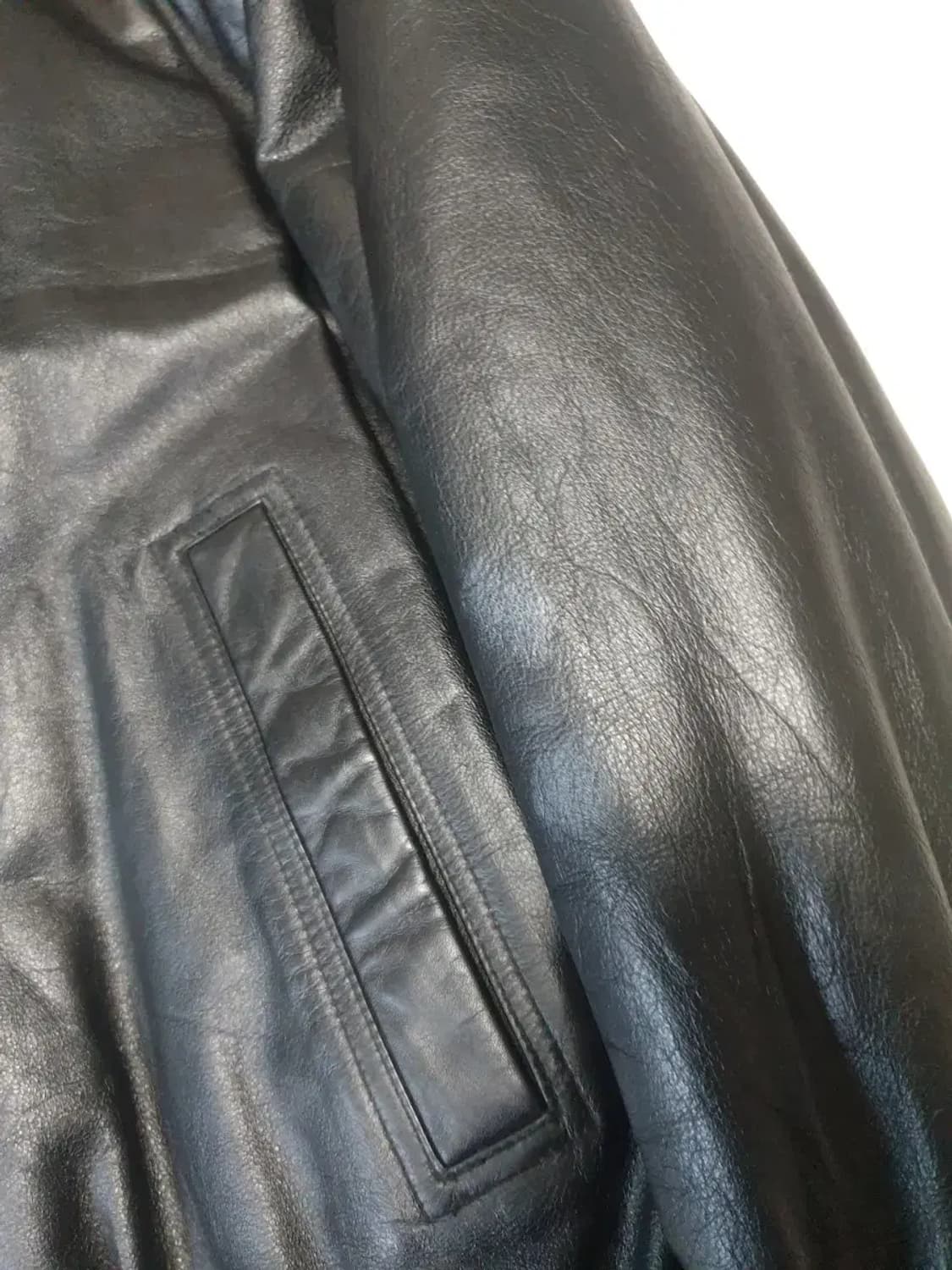 블랙 소가죽 봄버 다운 자켓 상품이미지3