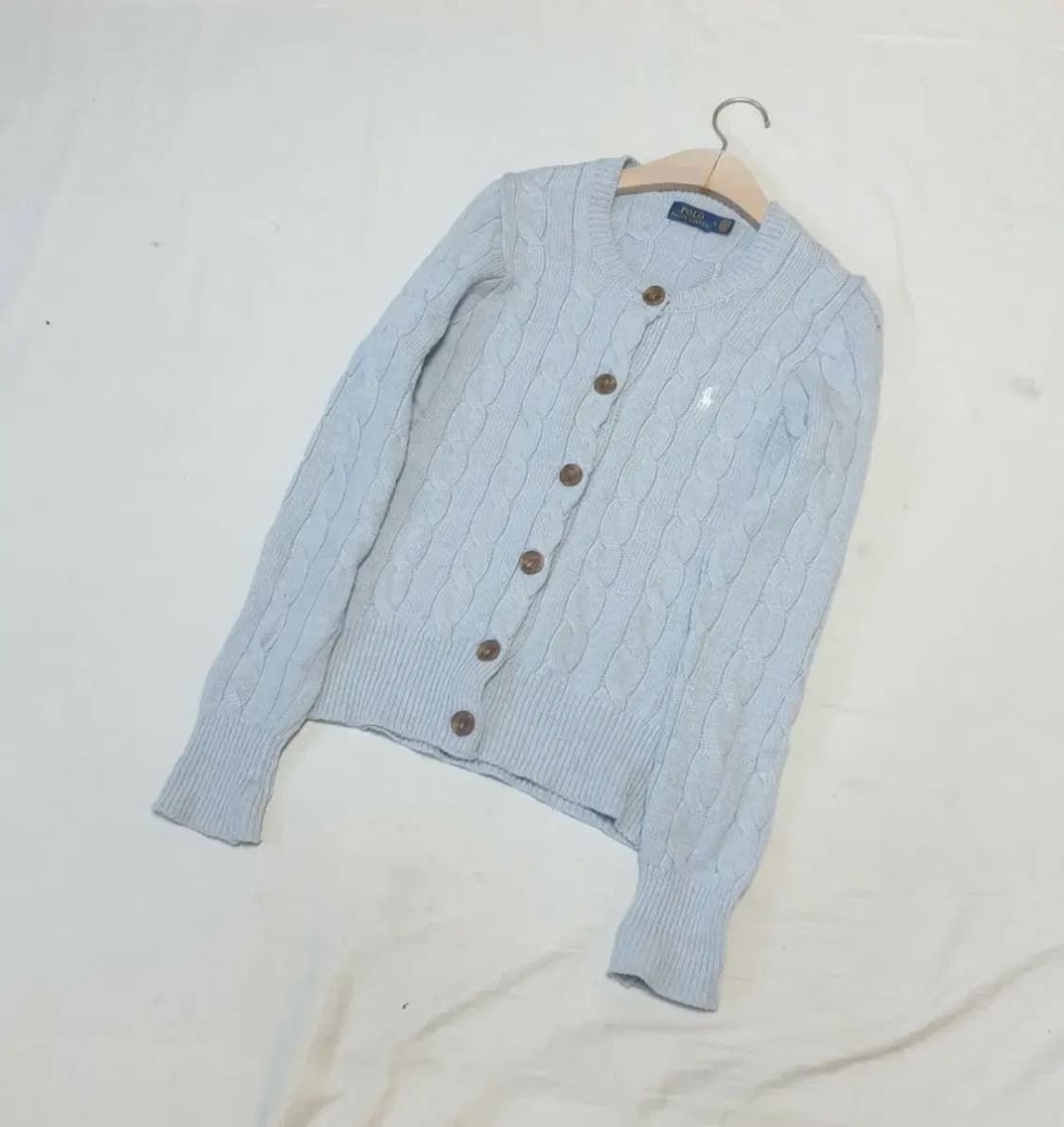 폴로 스카이블루 케이블 가디건 상품이미지1