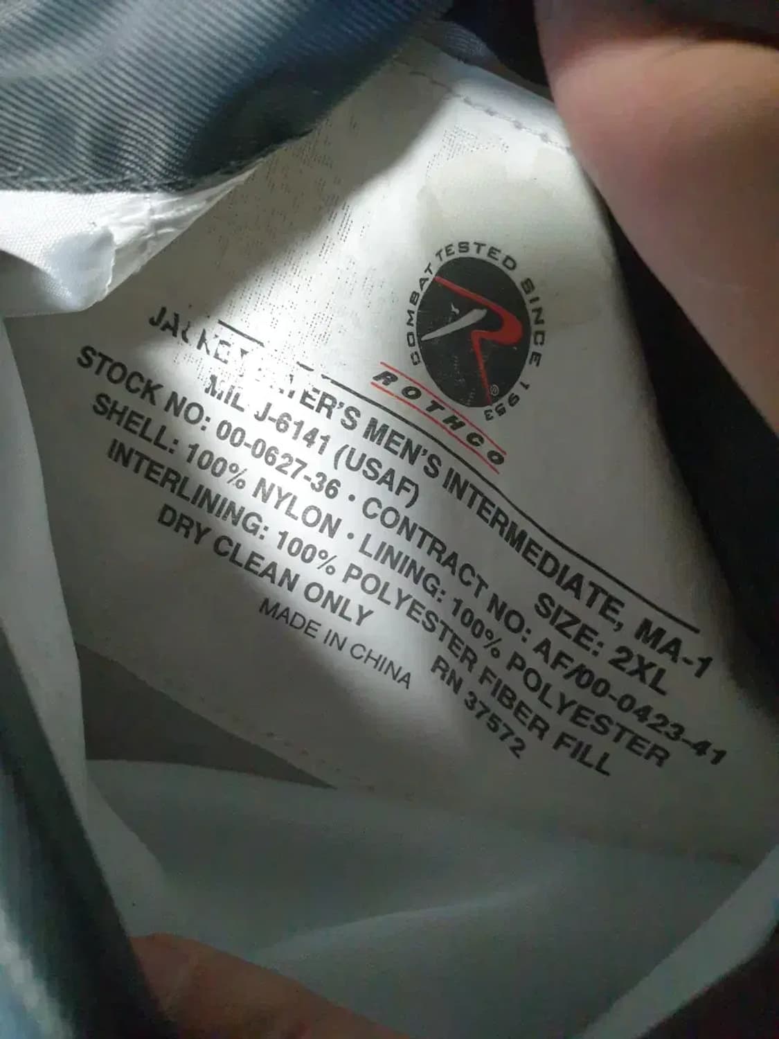 로스코 ma-1 건메탈 항공점퍼 2XL 상품이미지3