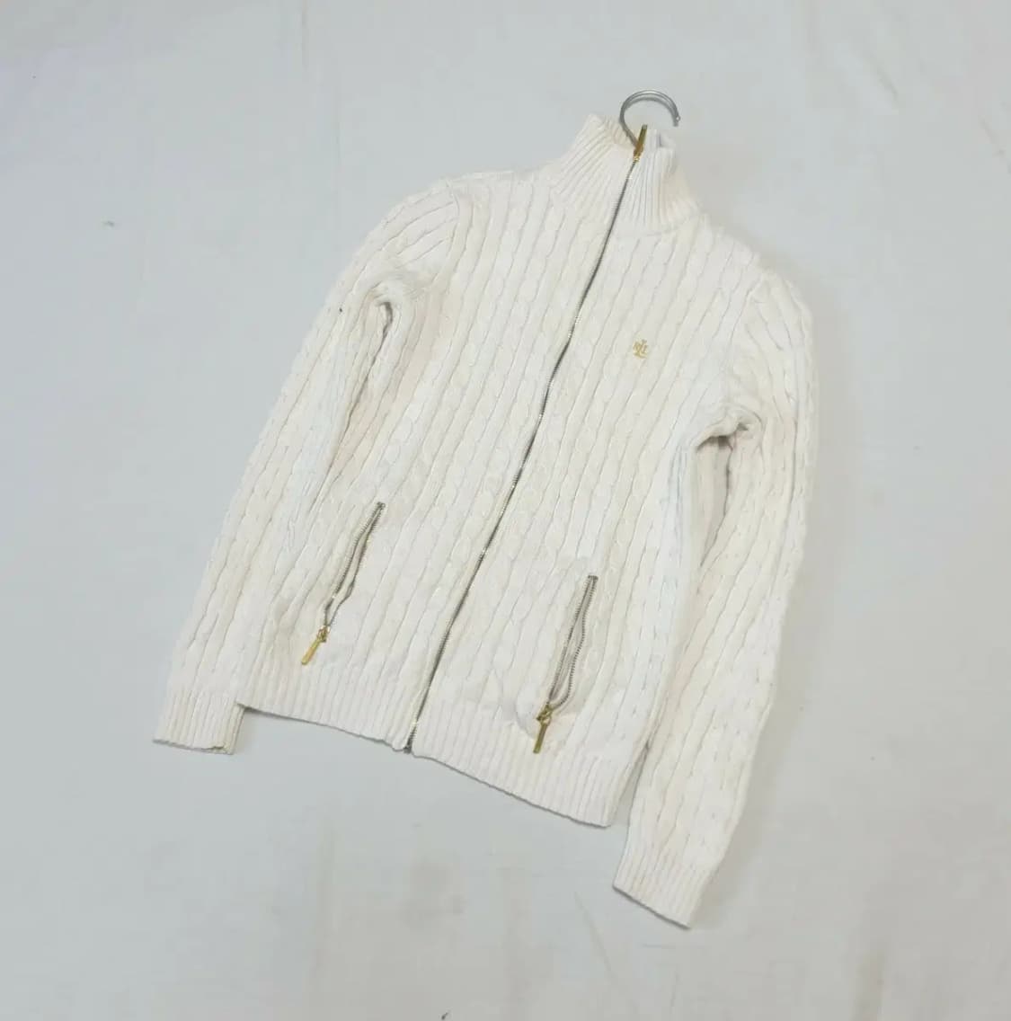 폴로 랄프로렌 아이보리 케이블 니트 집업 상품이미지1