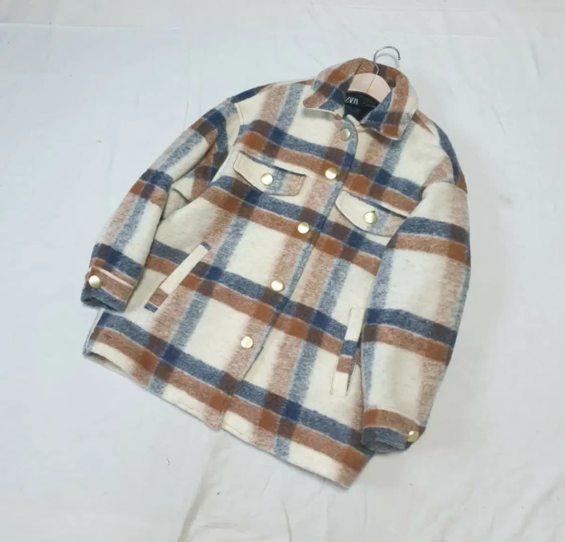 자라 체크 울 자켓 여성 상품이미지1