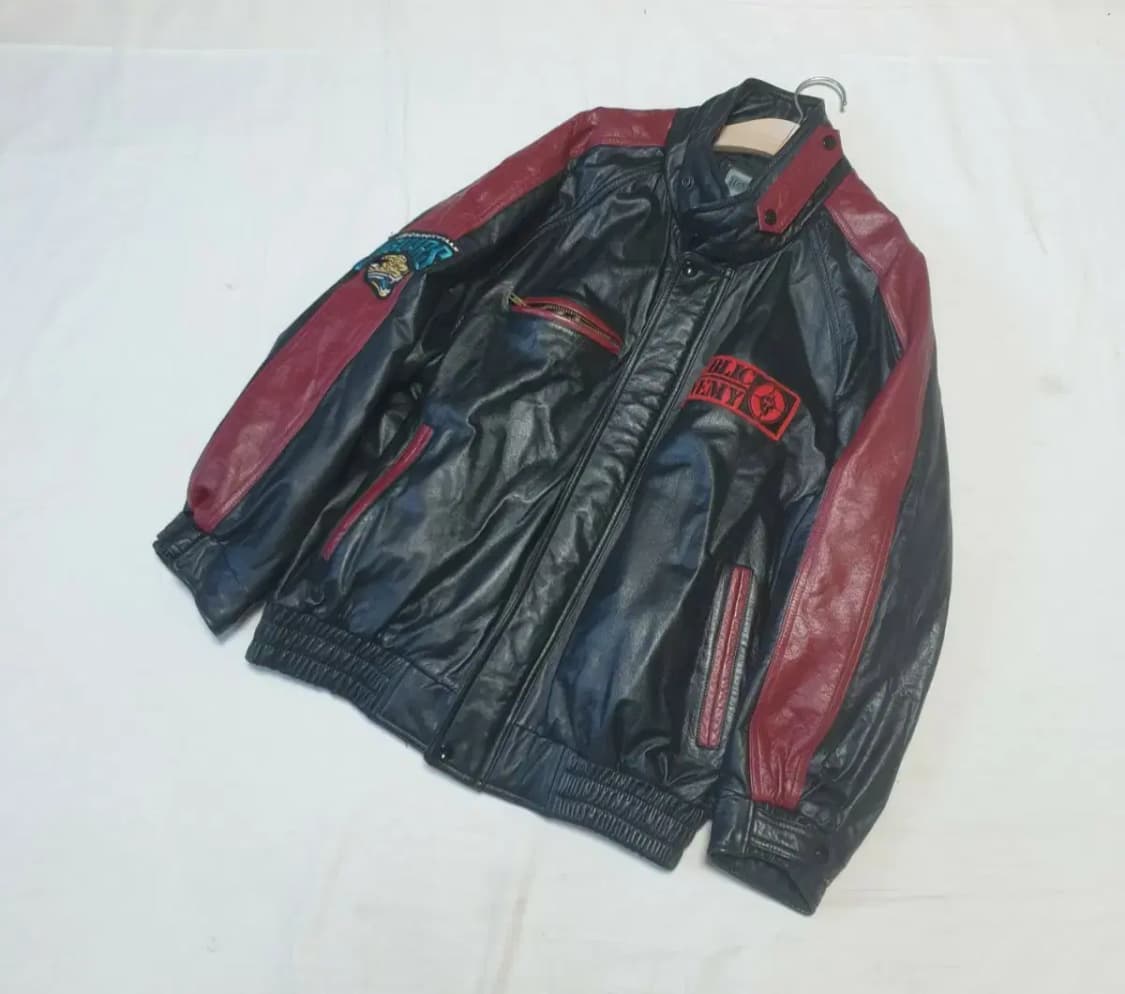 빈티지 배색 레더 패치 자켓 상품이미지1