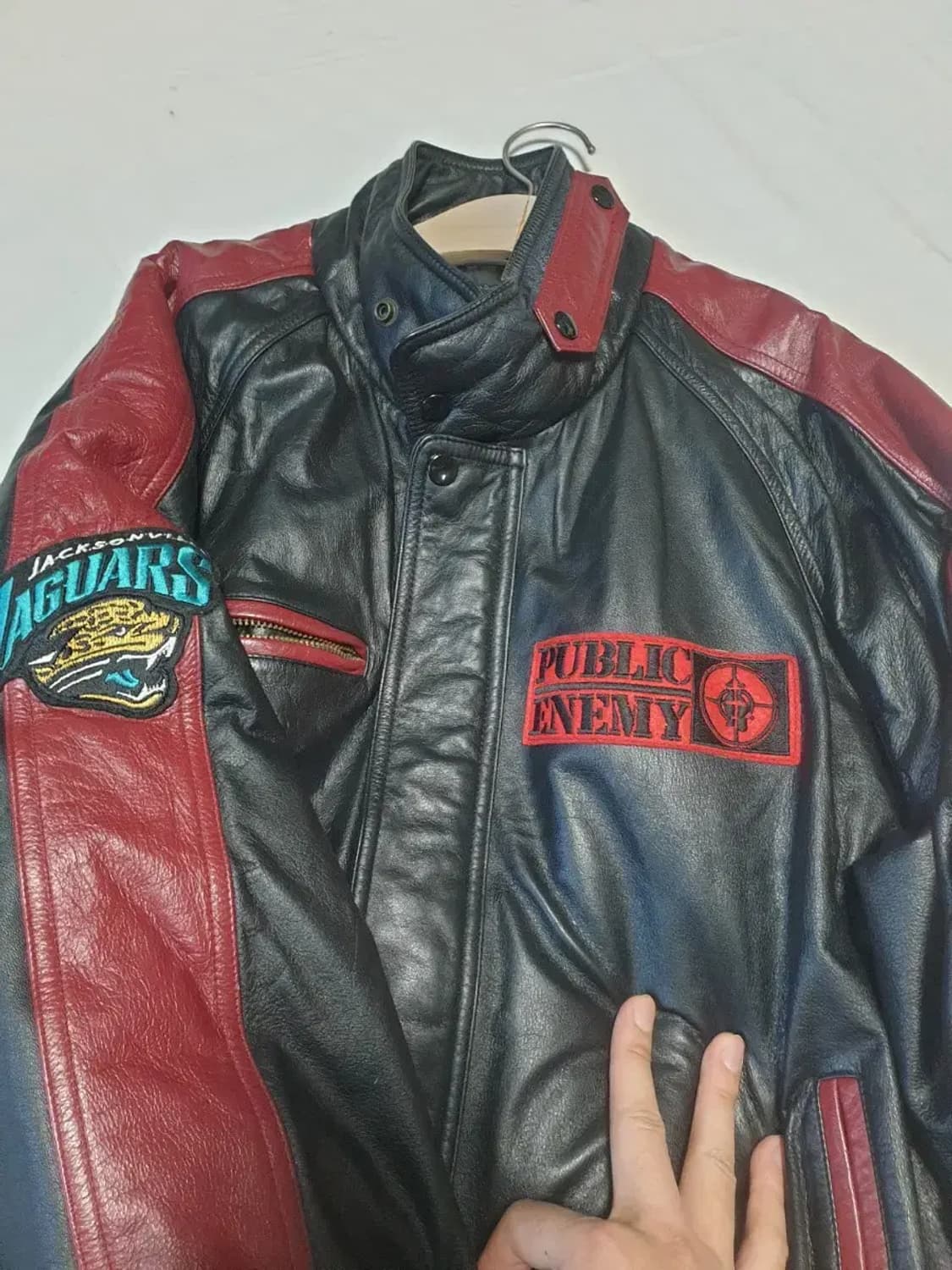 빈티지 배색 레더 패치 자켓 상품이미지2