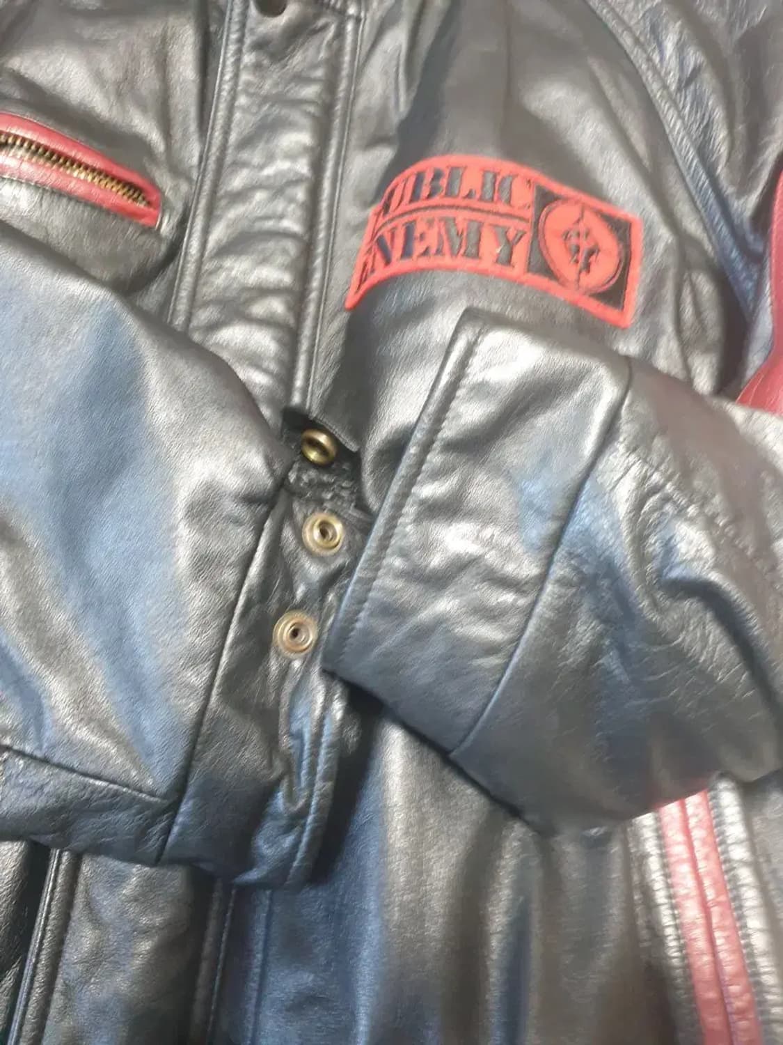 빈티지 배색 레더 패치 자켓 상품이미지3