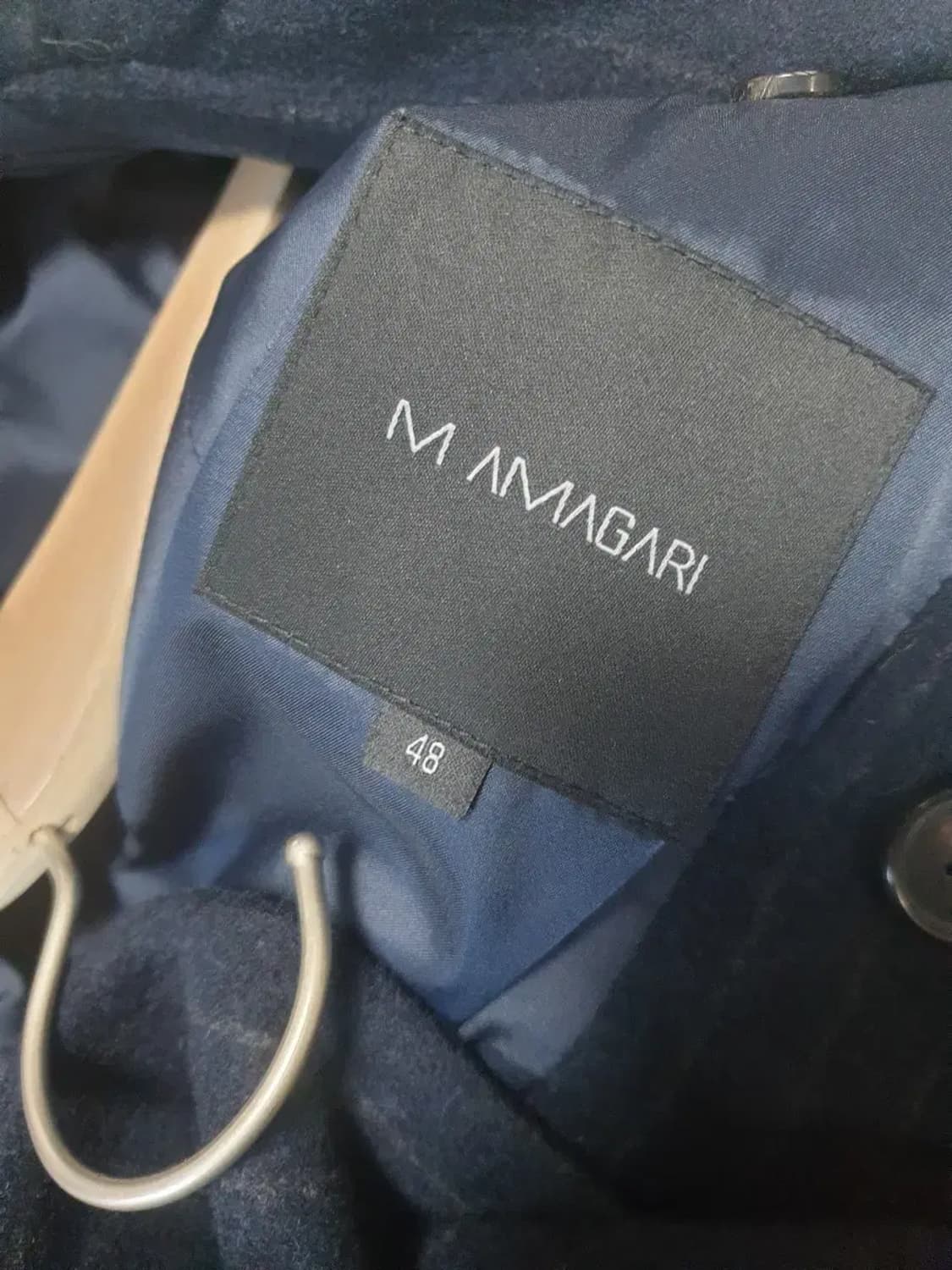 마마가리 네이비 스트라이프 롱 더블 코트 상품이미지3