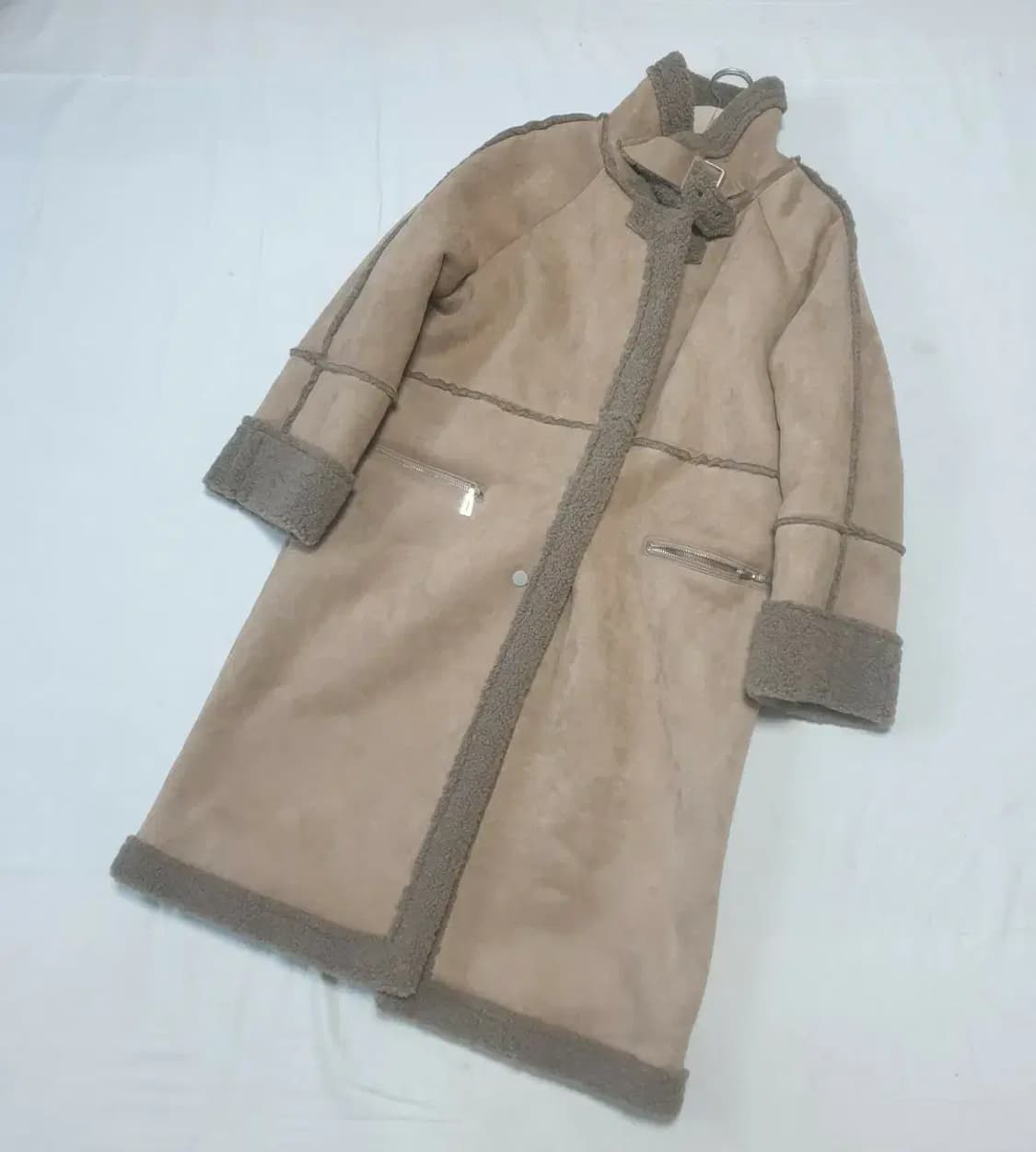 Lime 롱 무스탕 코트 베이지 새상품 상품이미지1