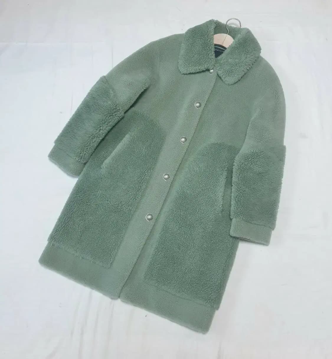 에고이스트 테디베어 롱 무스탕 코트 상품이미지1