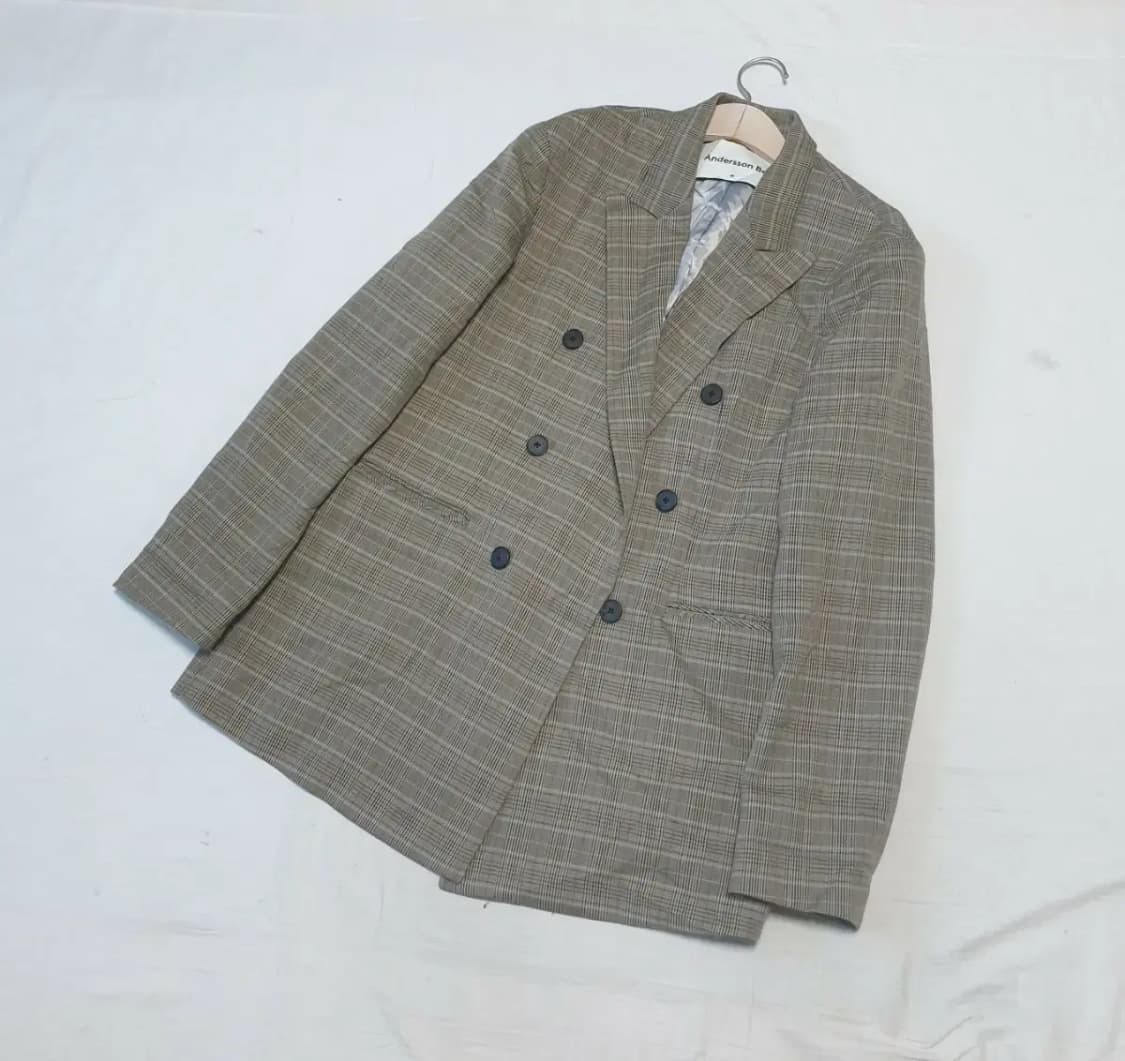 앤더슨벨 글렌체크 더블 자켓 상품이미지1