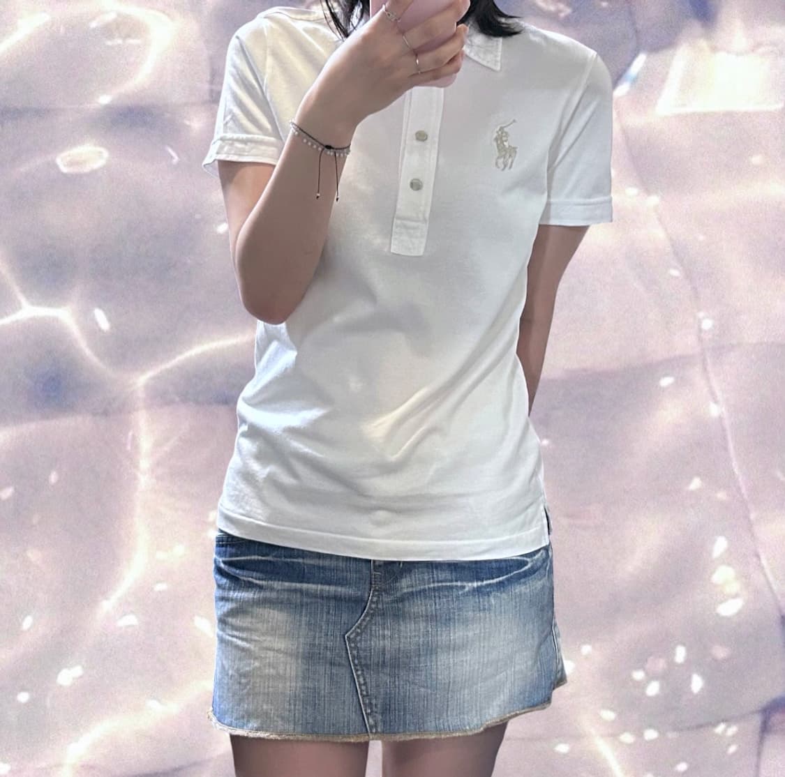폴로 랄프로렌 빅포니 치프키프 버튼 반팔 카라 티셔츠 화이트 실버 M  상품이미지3
