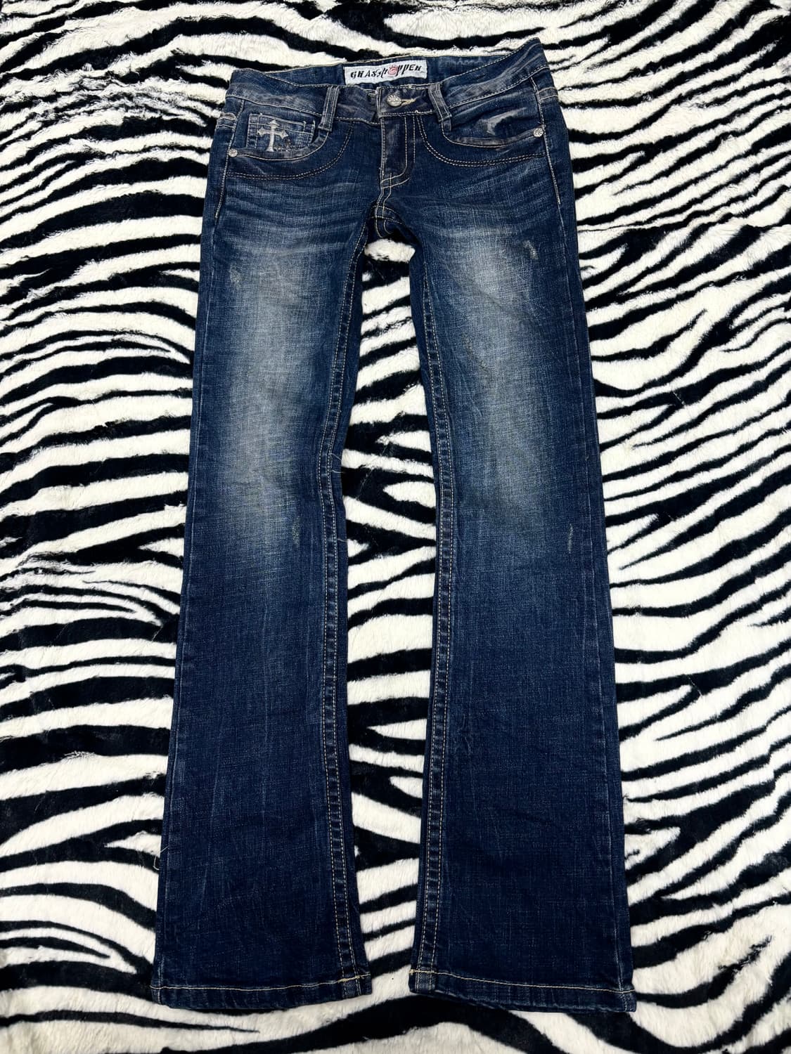 2000s Punk Skull Patch Boots Cut Pants 상품이미지5