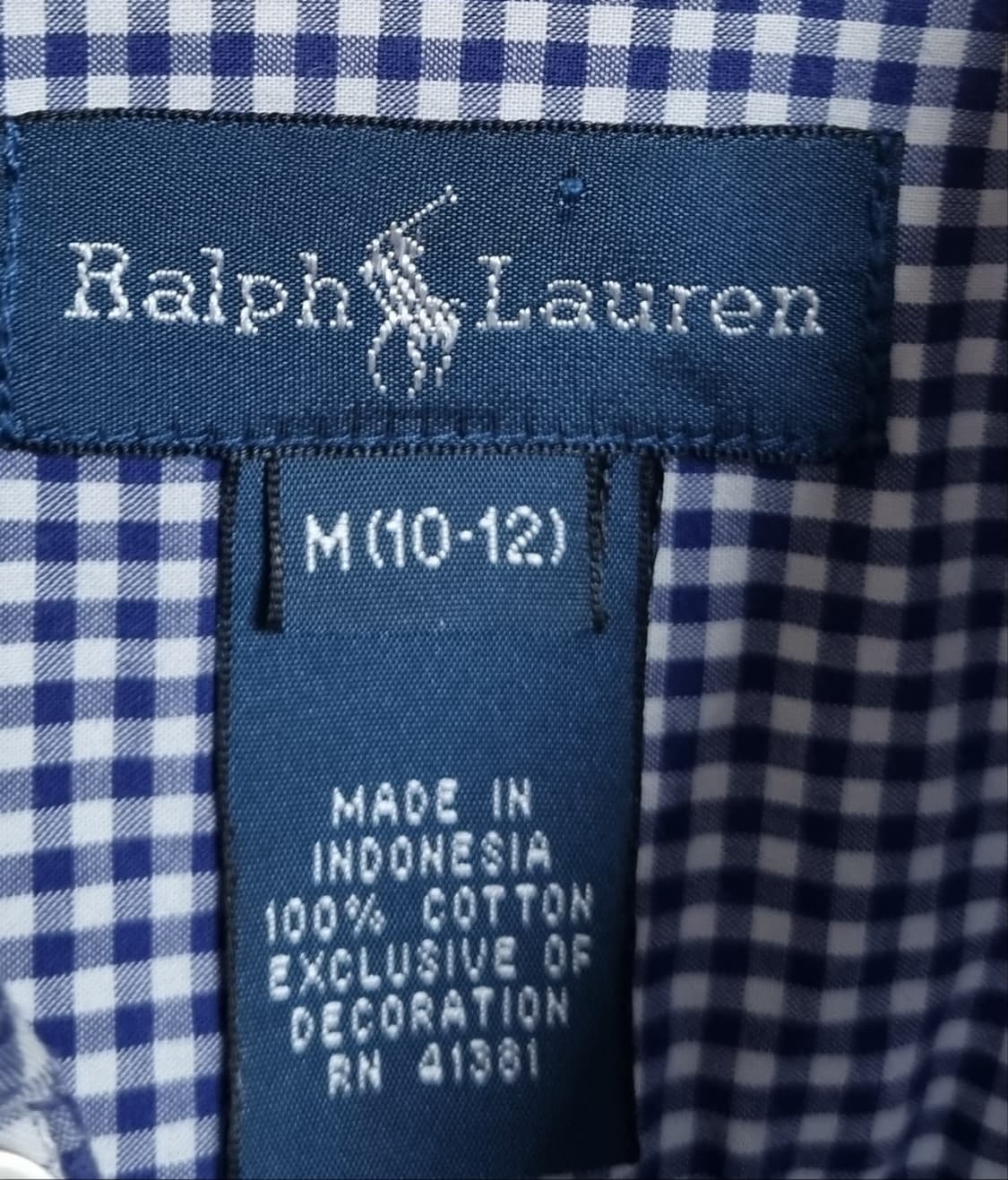실측 XS (44) 폴로 블루 체크셔츠 상품이미지3