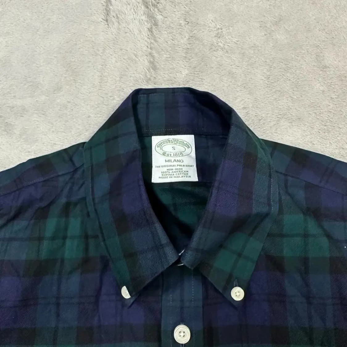 브룩스브라더스 타탄체크 블랙와치 남방 S 상품이미지3