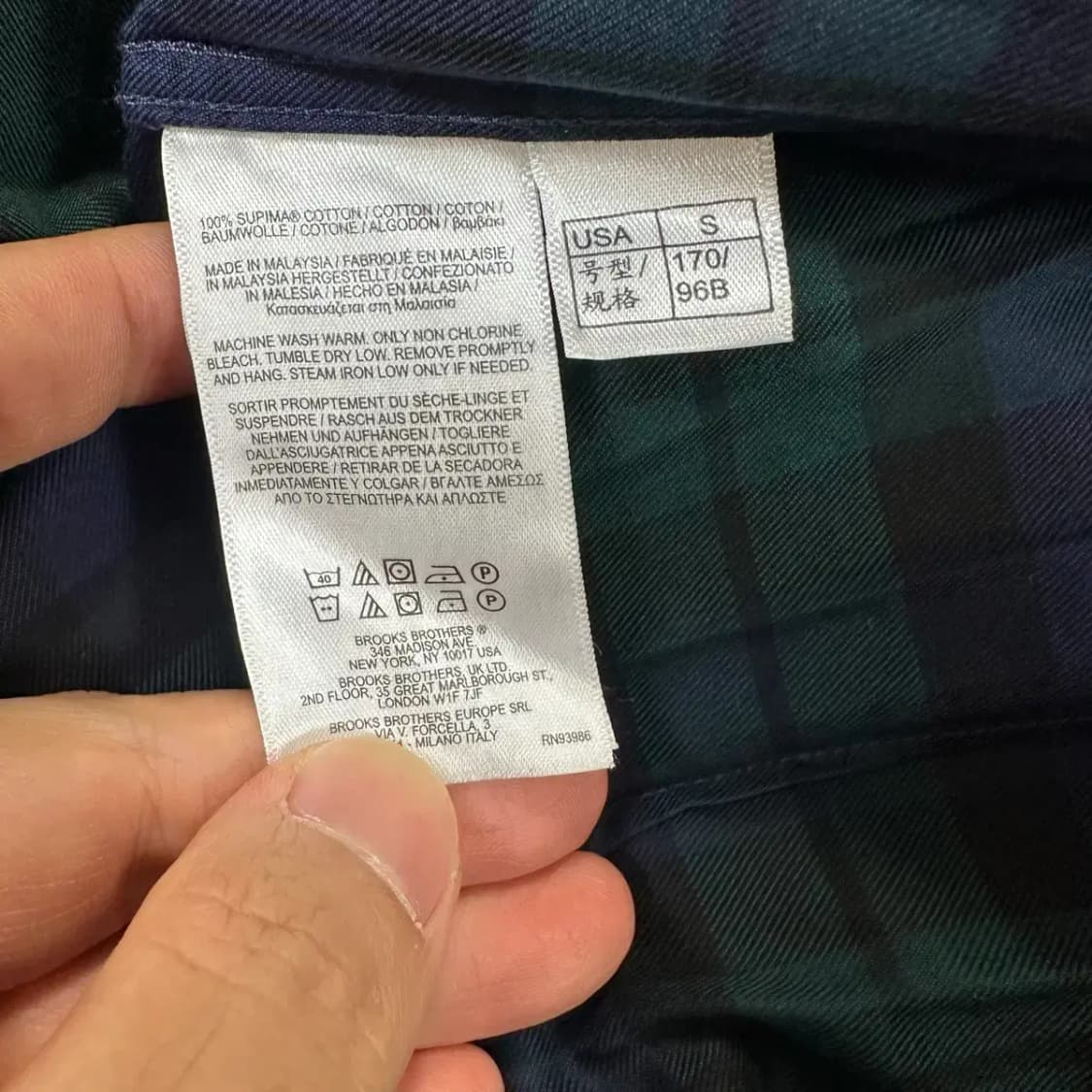 브룩스브라더스 타탄체크 블랙와치 남방 S 상품이미지4