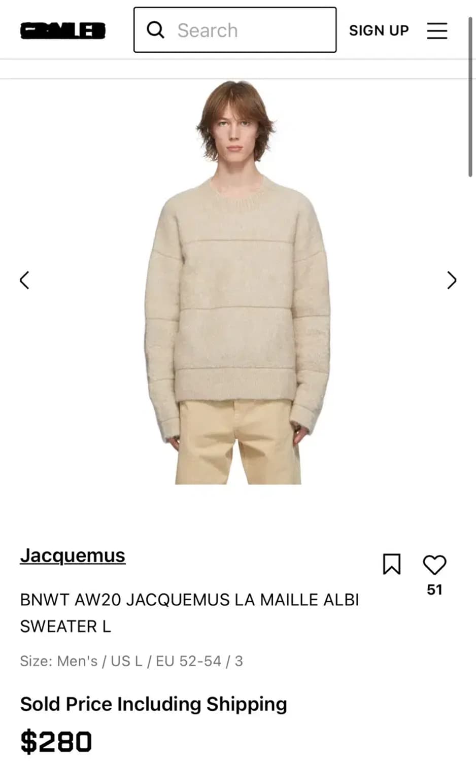 (새상품) 자크뮈스 모헤어 니트 L (카멜) 상품이미지8