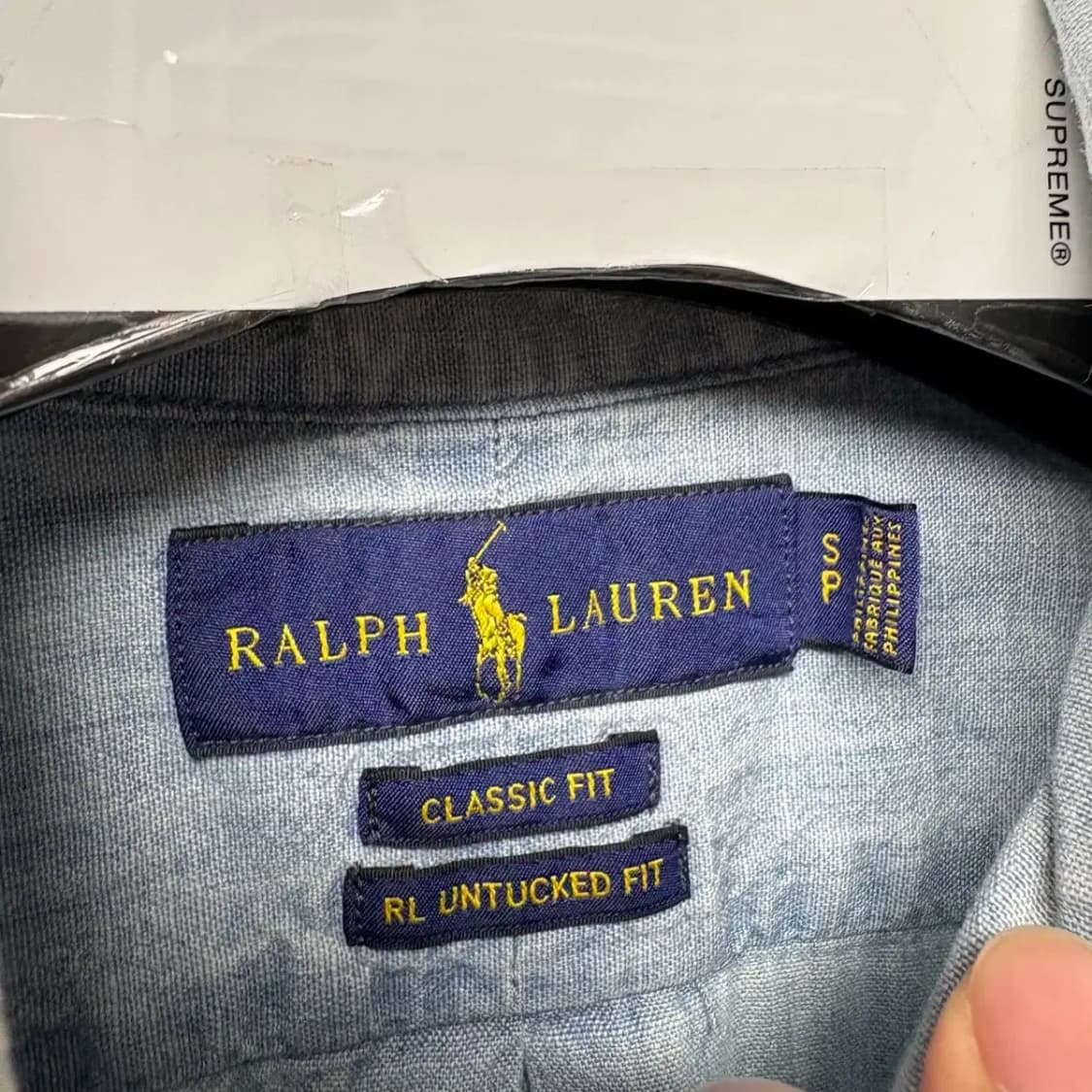 폴로 최신라벨 샴브레이 데님 남방 S 상품이미지4