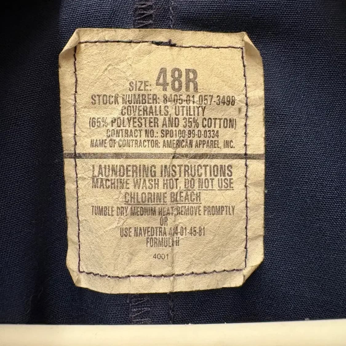 US NAVY 미해군 오버롤 점프수트 48R 상품이미지4