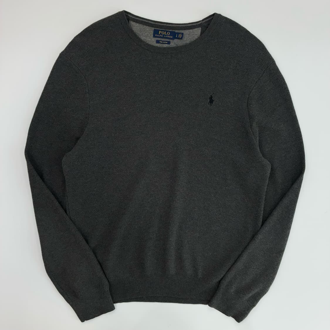 Polo  폴로 랄프로렌 자수 피마코튼 차콜 니트  상품이미지1