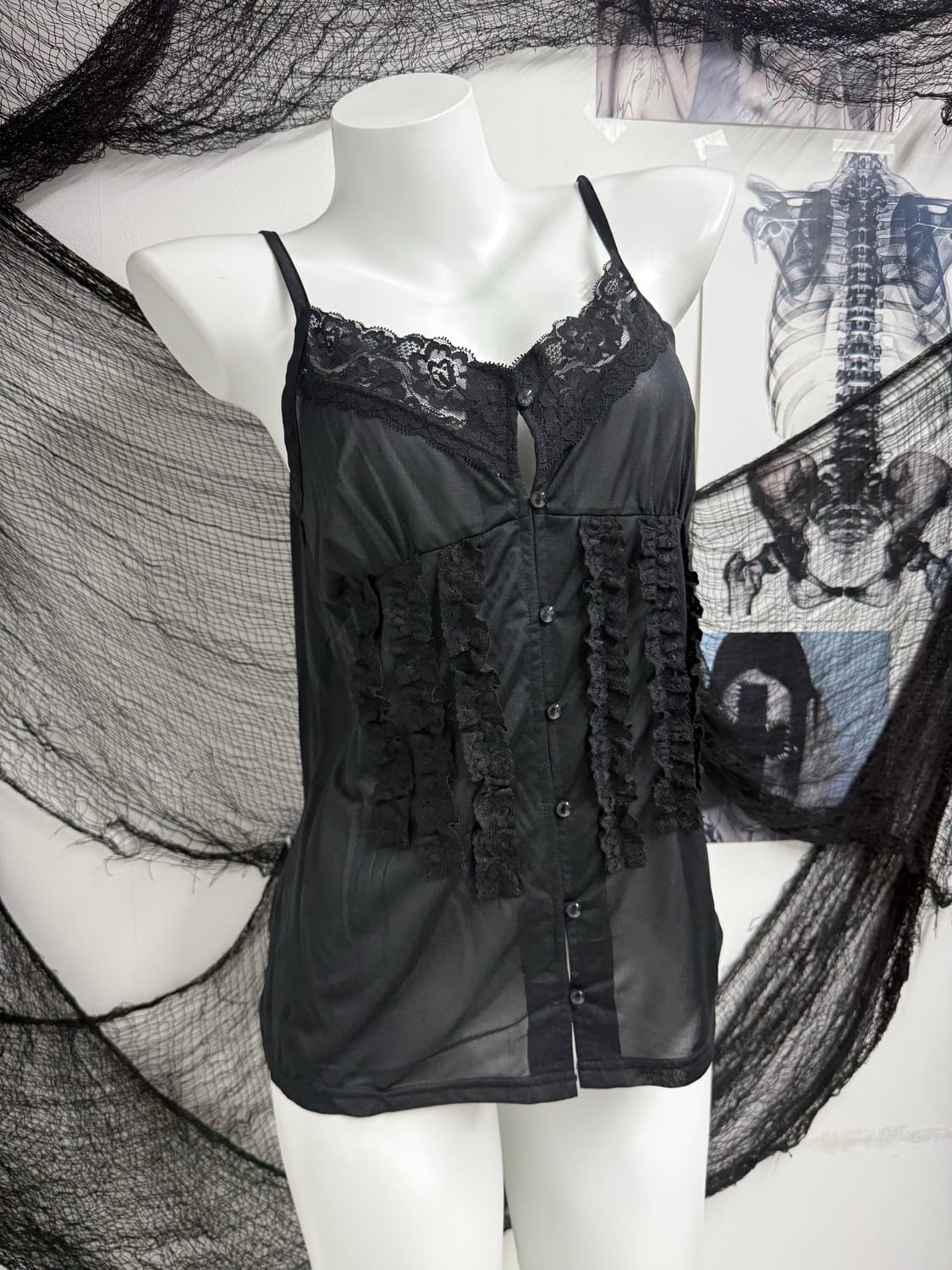 lace detailed black camisole 상품이미지1