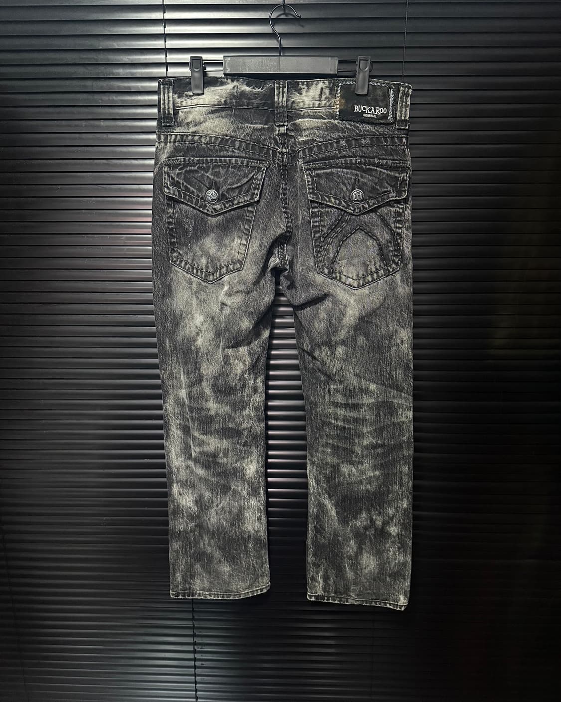버커루 흑청 워싱 데님 팬츠 30 크롬 십자가 찡 스터드 락 고스 펑크 상품이미지5