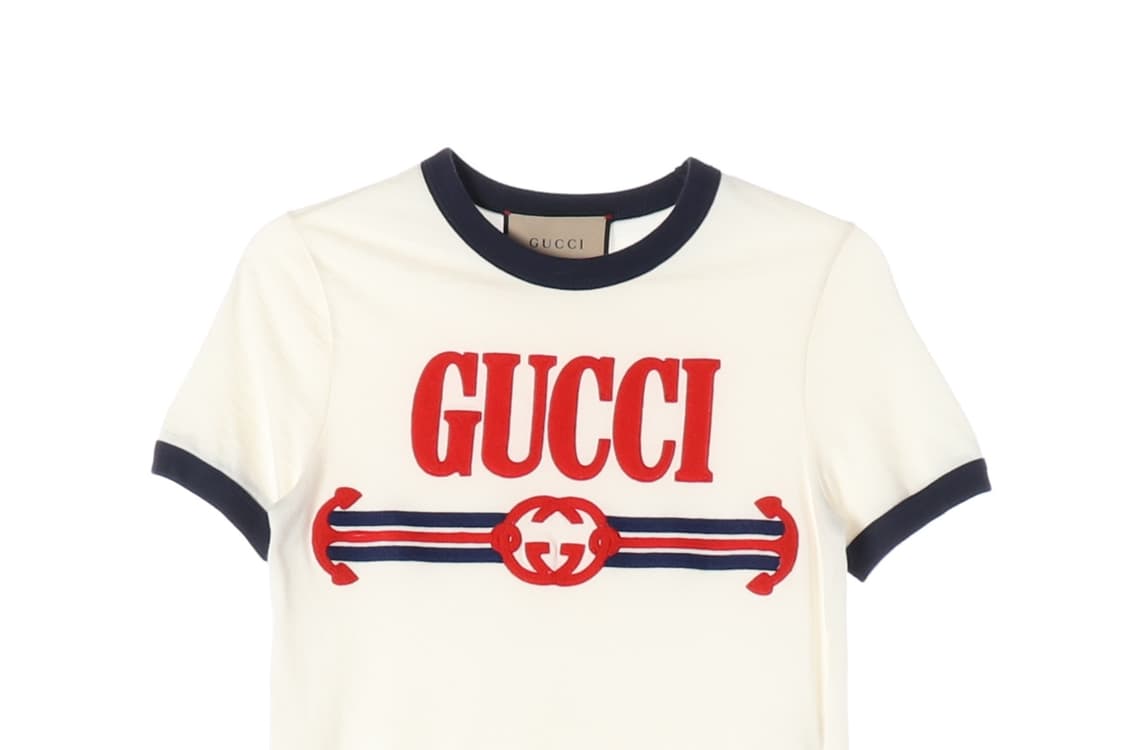 구찌 인터로킹 G 웹 코튼 저지 티셔츠 오프 화이트 반팔  XS
 상품이미지3