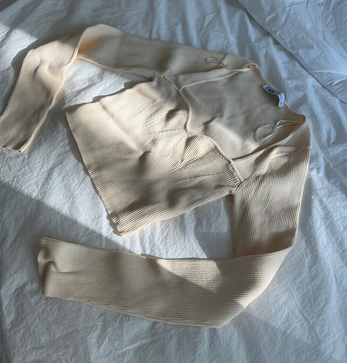 새상품 자라 코르셋 니트 탑 크림 m 상품이미지3