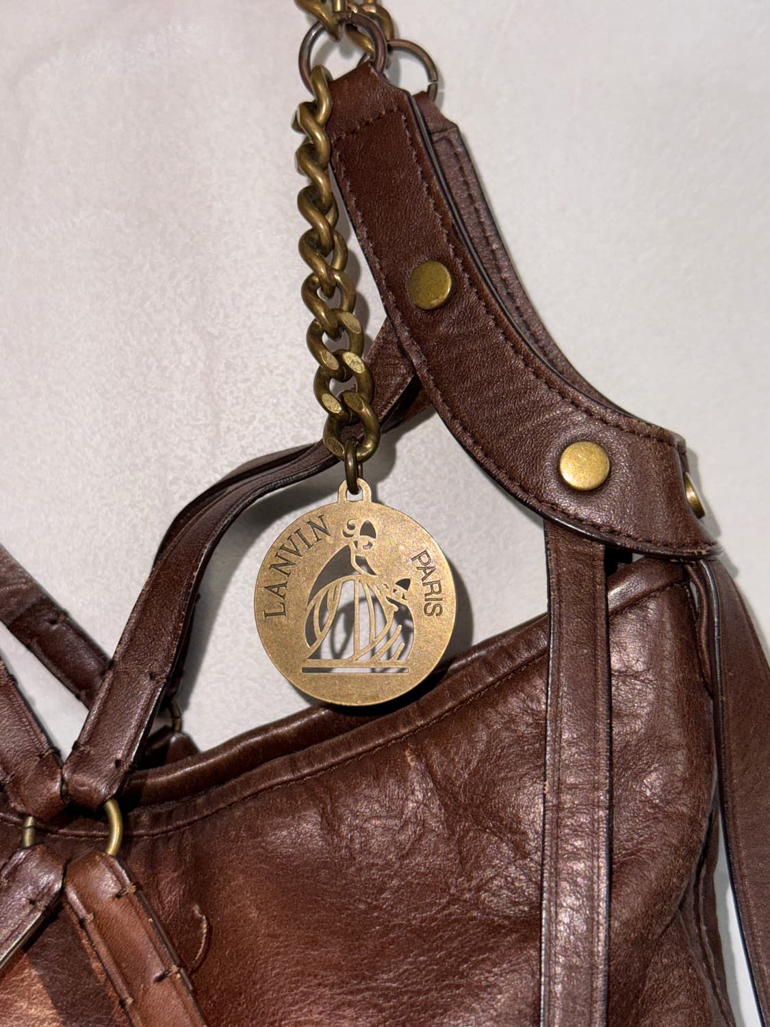 LANVIN brown leather harness chain 숄더백 상품이미지3