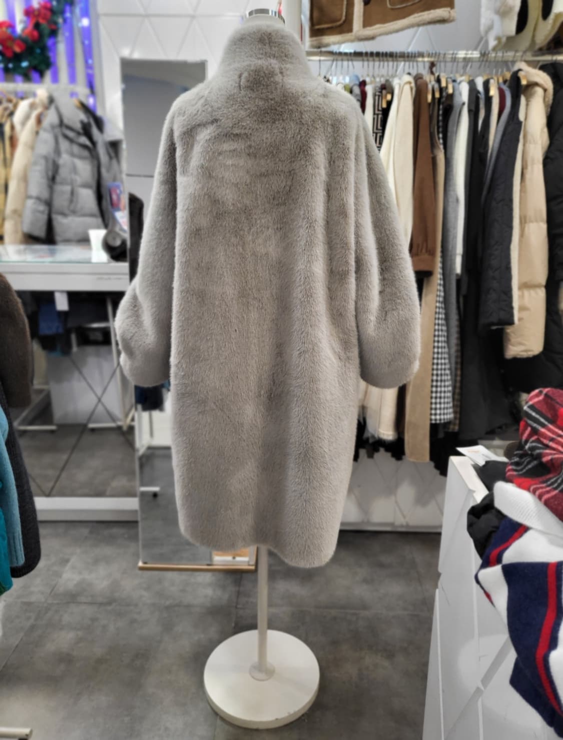 새상품) 인조 밍크 롱 코트 에코 퍼 밍크 여성 롱코트 상품이미지4