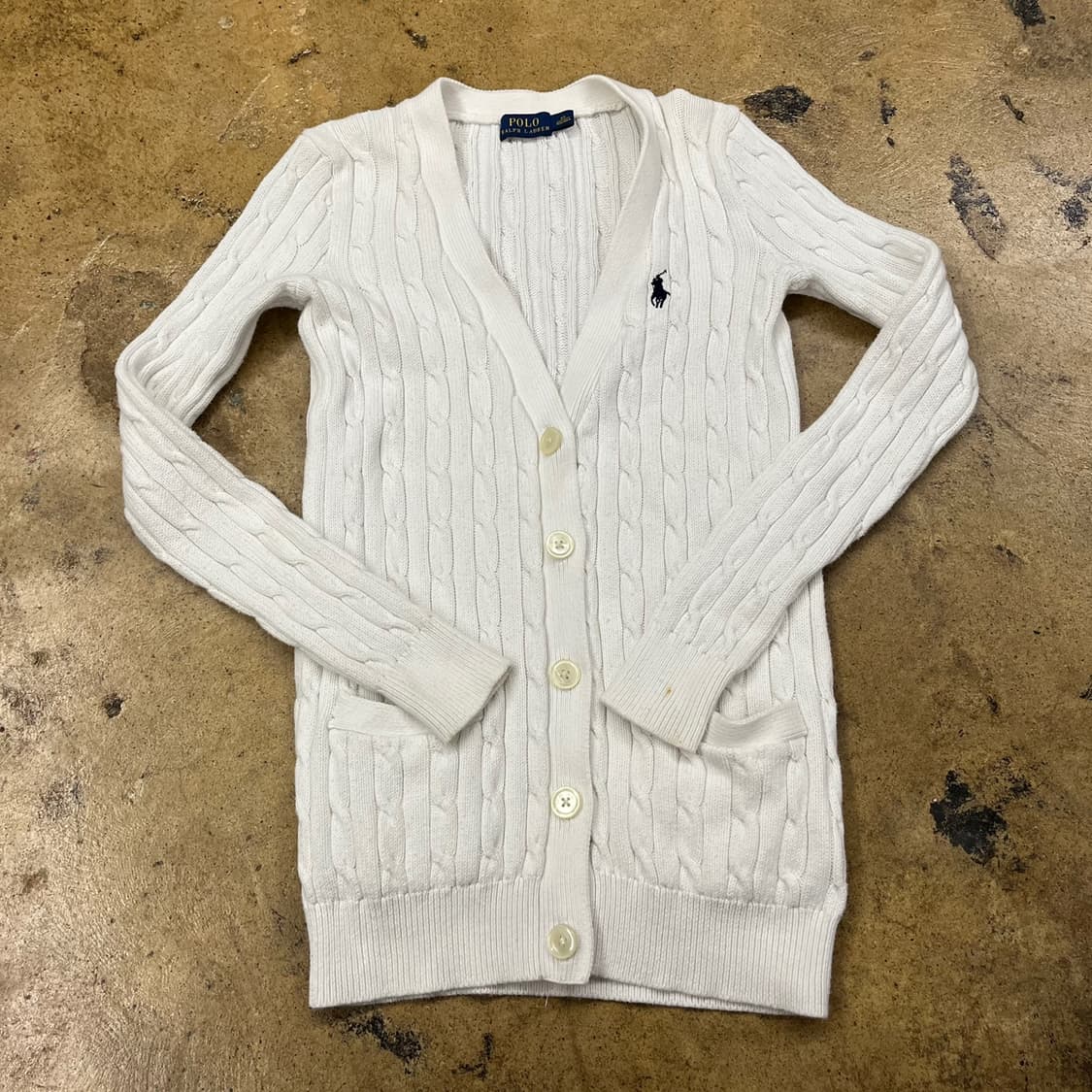 폴로 랄프로렌 화이트 꽈배기 브이넥 니트 가디건  상품이미지2