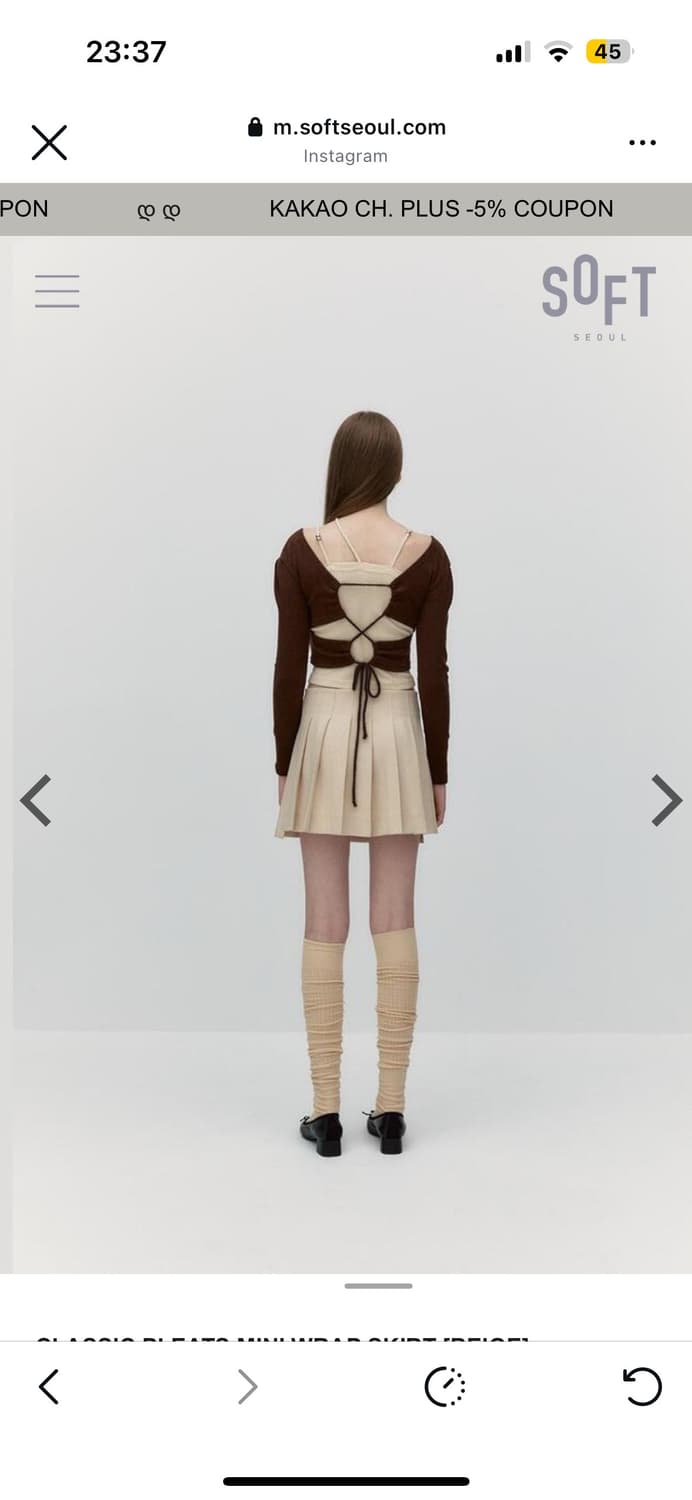 새상품) 소프트서울 베이지 플리츠 미니 스커트 상품이미지7