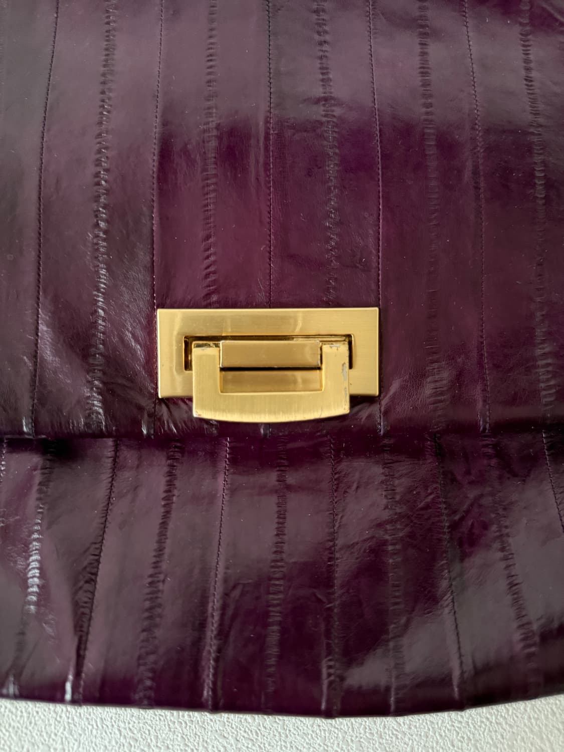 Pre owned 가오리 레더 체인 숄더백 상품이미지3