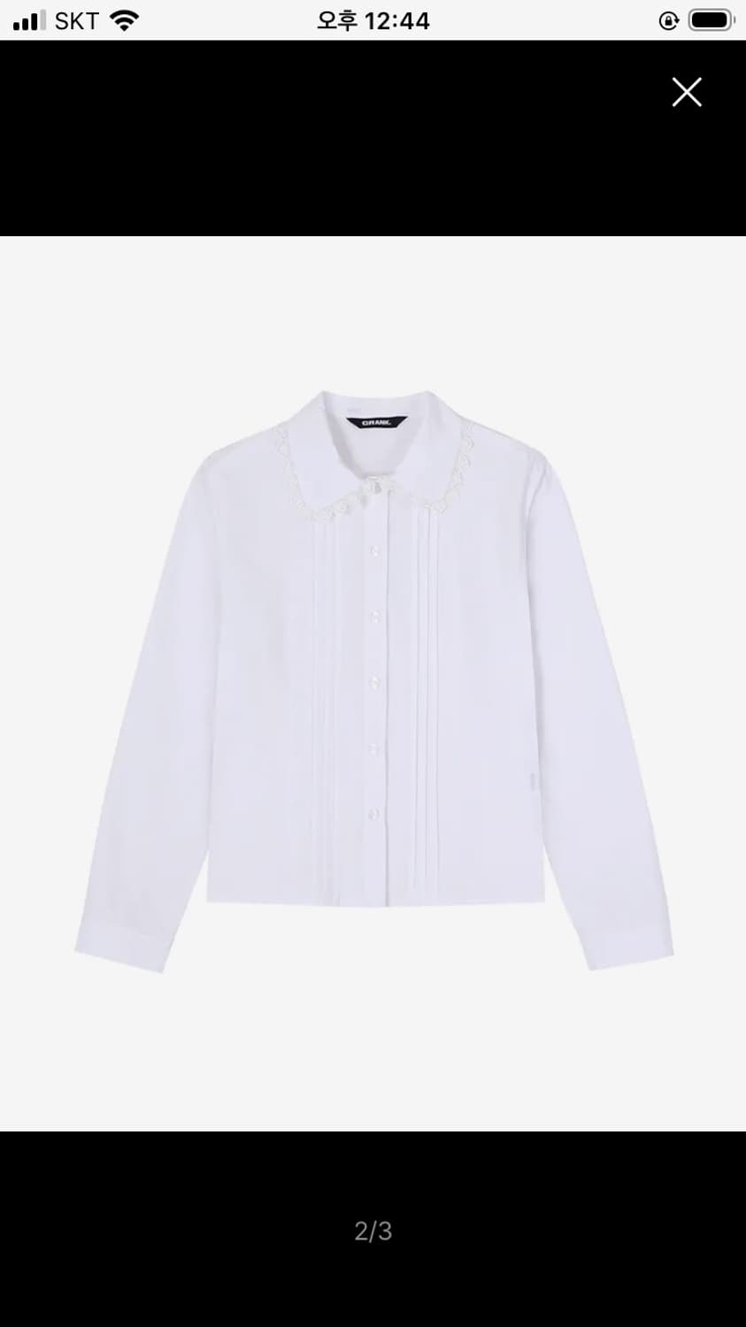 구함) 크랭크 핀턱 레이스 긴팔 블라우스_화이트 상품이미지2