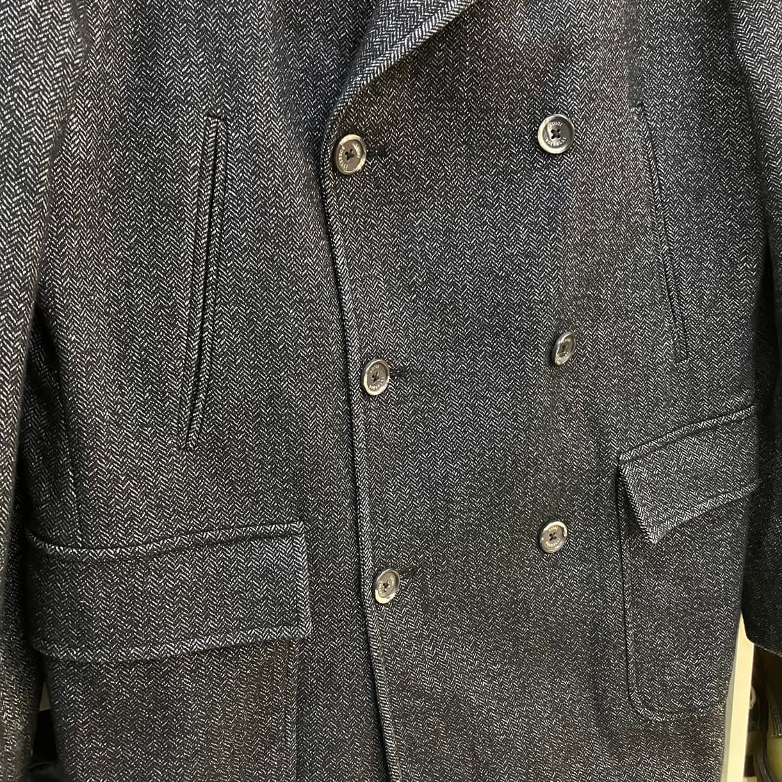 루이지 보렐리 그레이 헤링본 더블 브레스티드 코트 48 상품이미지4