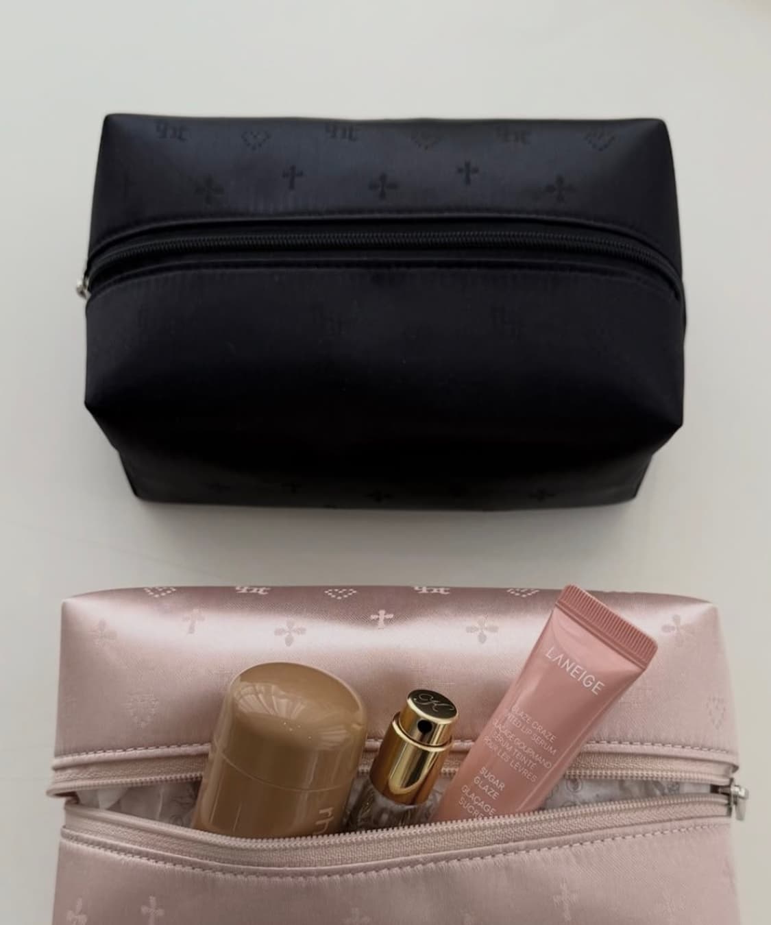 쓰리타임즈 자카드 파우치 블랙 상품이미지1