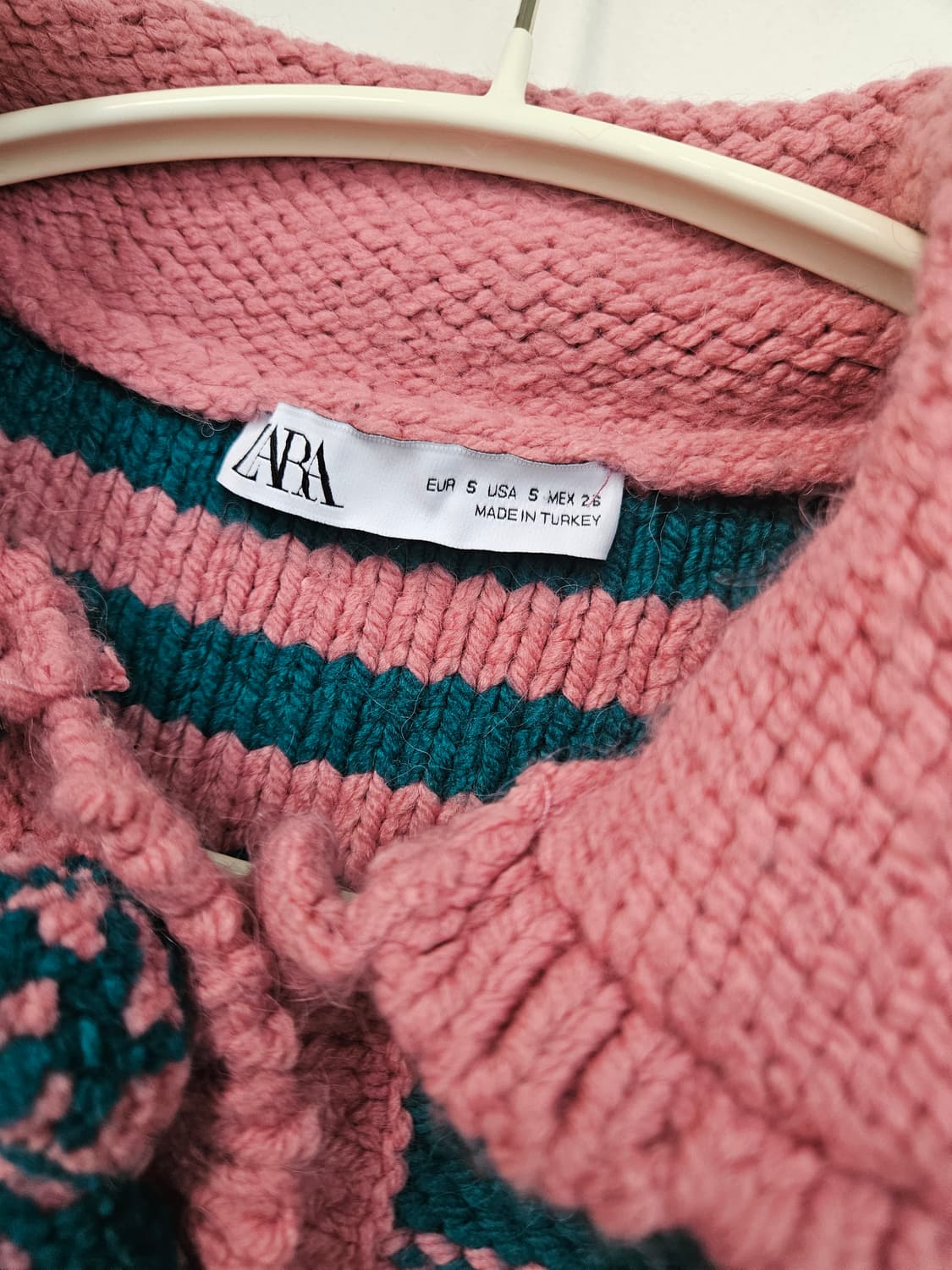 자라 인디핑크 카라 폼폼 단추 니트 상품이미지3