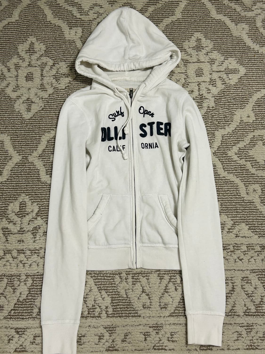 홀리스터 아이보리 딱붙 슬림핏 후드집업 상품이미지1