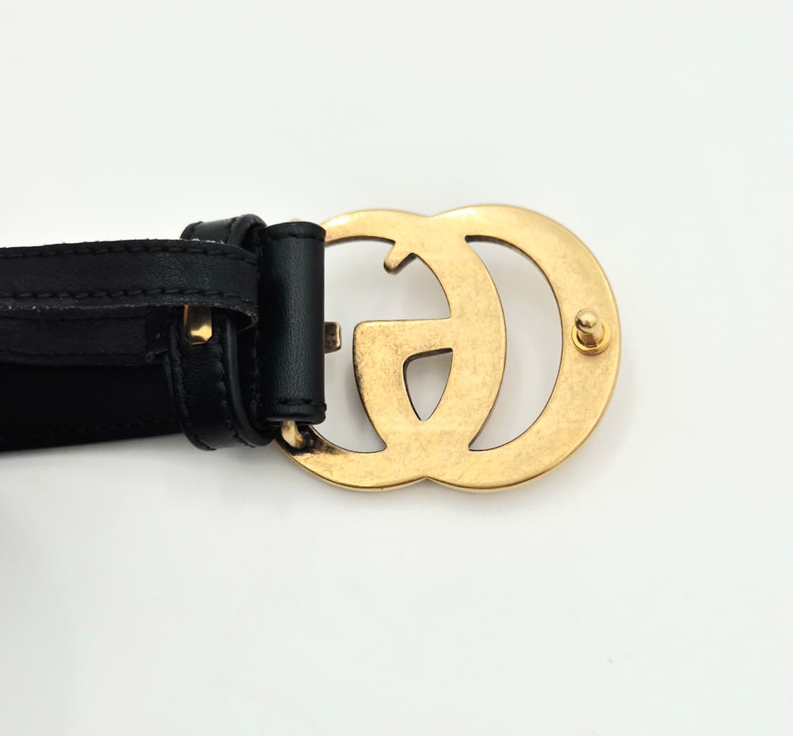 구찌 GG 마몽 블랙 레더 벨트 금장 414516 상품이미지3