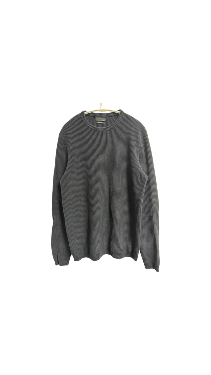 자라 리브드 크루넥 코튼 니트 스웨터 상품이미지1