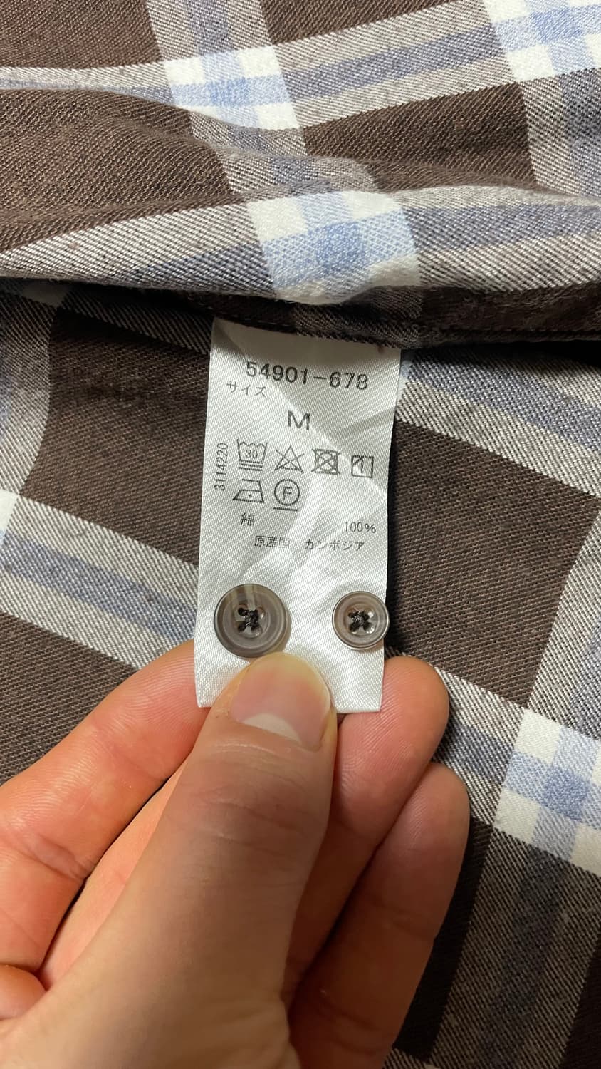 JPN 일본 빈티지 y2k 모리걸 아메카지 브라운 레귤러 코튼 체크 셔츠 상품이미지9