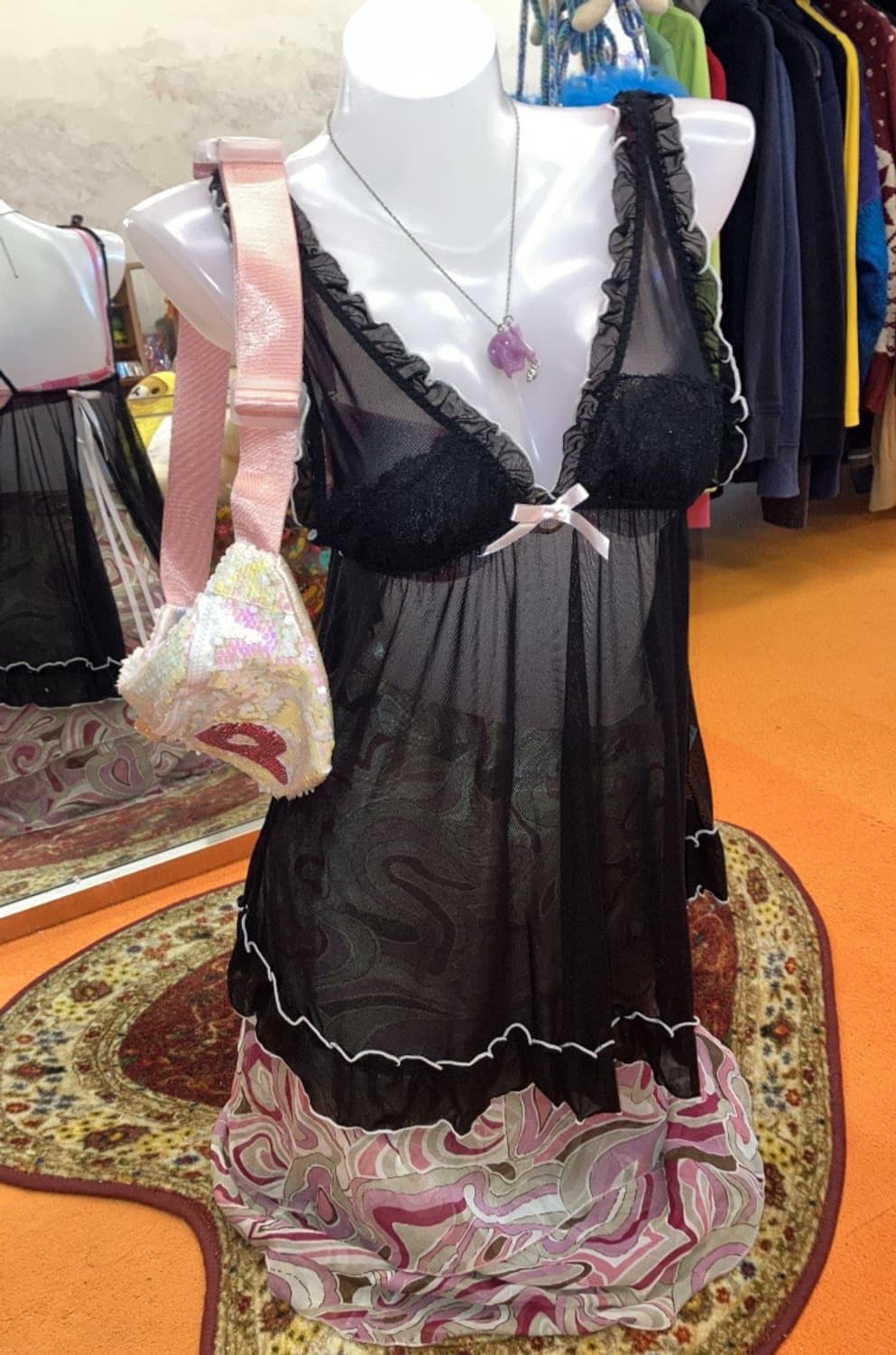 빈티지 블랙 레이스 슬리브리스 상품이미지1