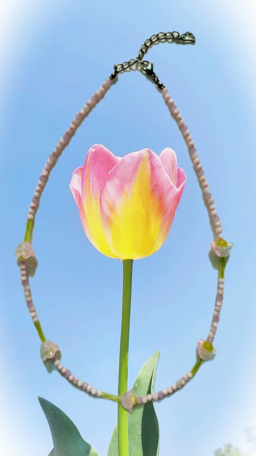 핸드메이드🌷봄꽃(바이올렛)비즈 목걸이 상품이미지2