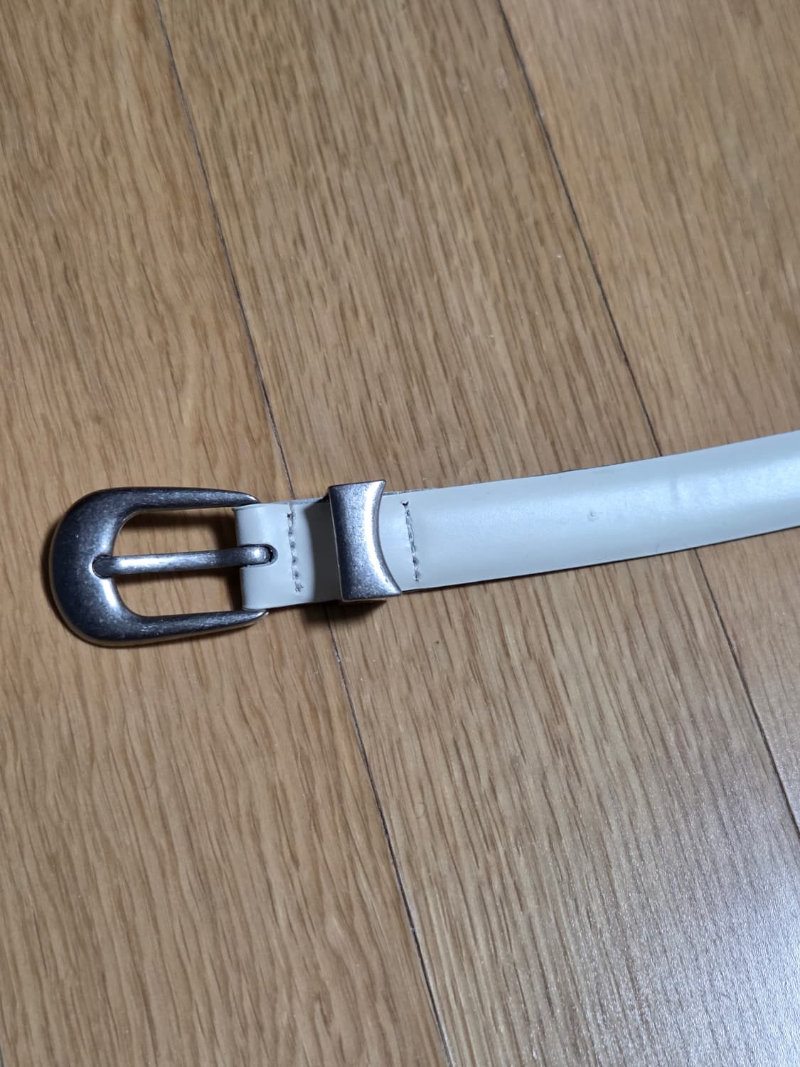 라벨아카이브 슬림 레더 벨트 아이보리 상품이미지3