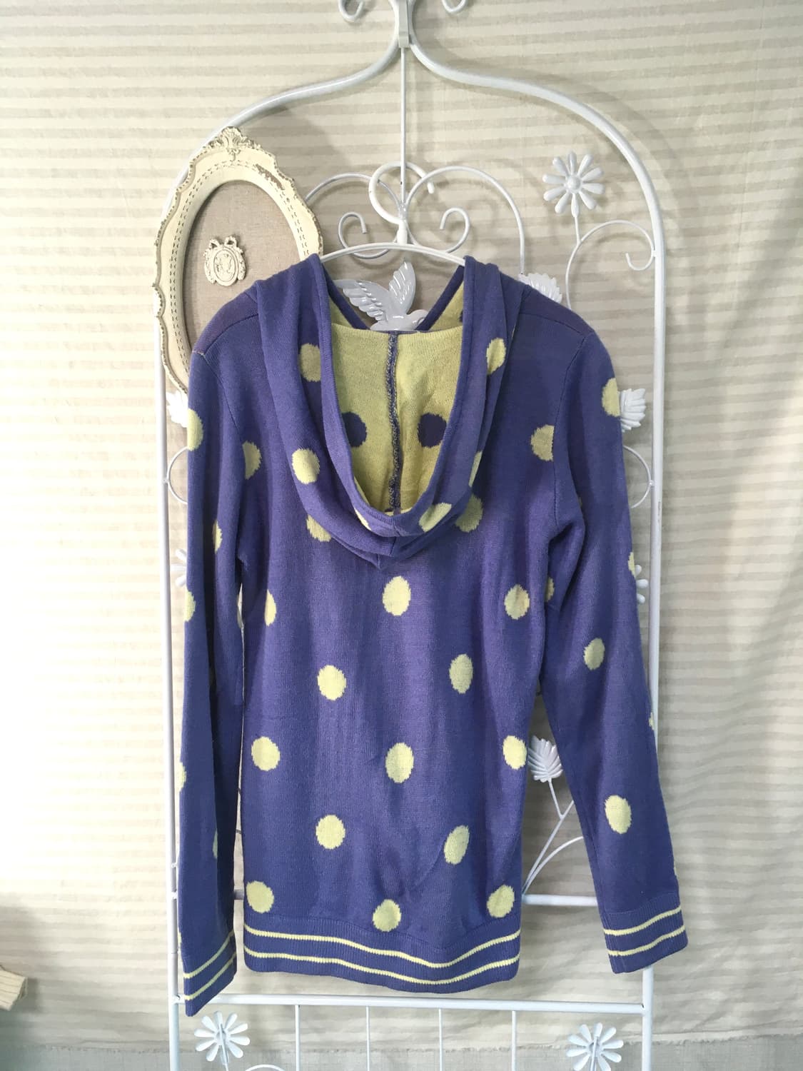 jpn vintage blue dot lettering hood knit 상품이미지2