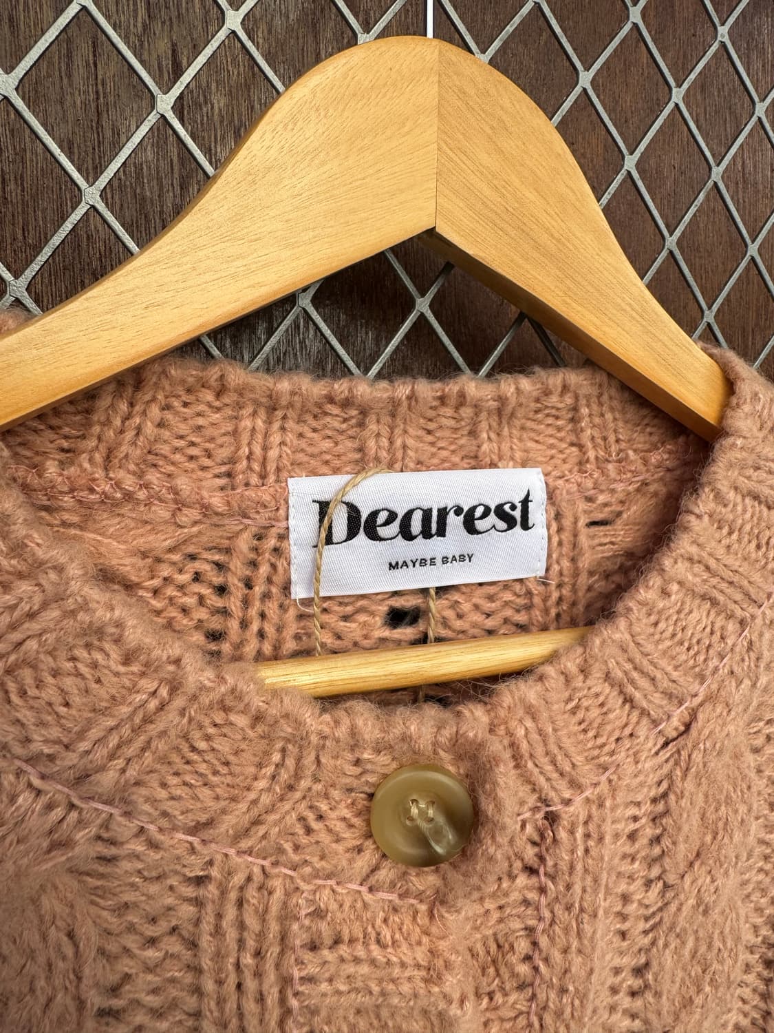 메이비베이비 디어리스트 빈티지 케이블 크롭 핑크 니트 가디건 F 상품이미지8