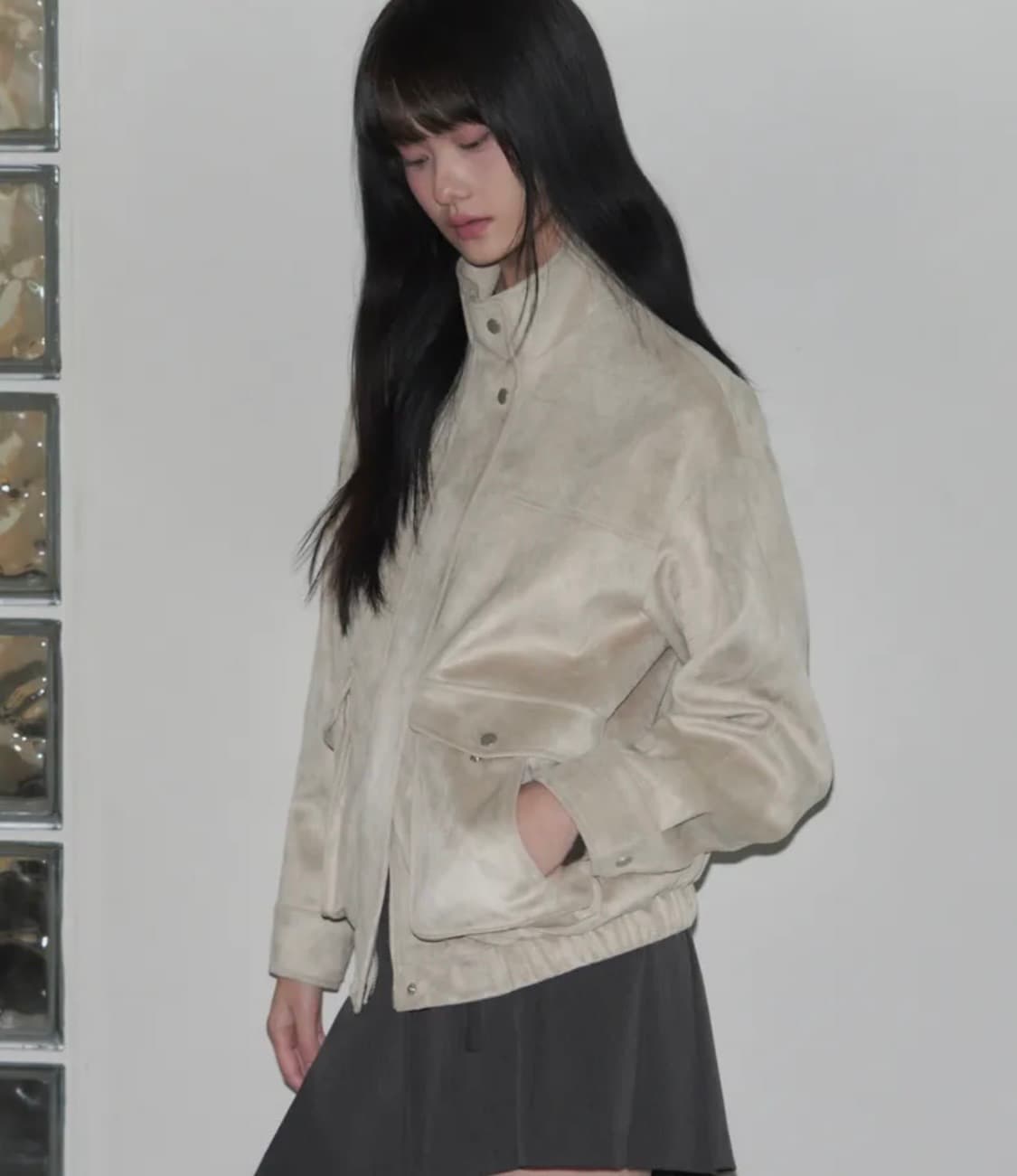 레더리 더블 포켓 스웨이드 블루종 자켓 S 상품이미지3